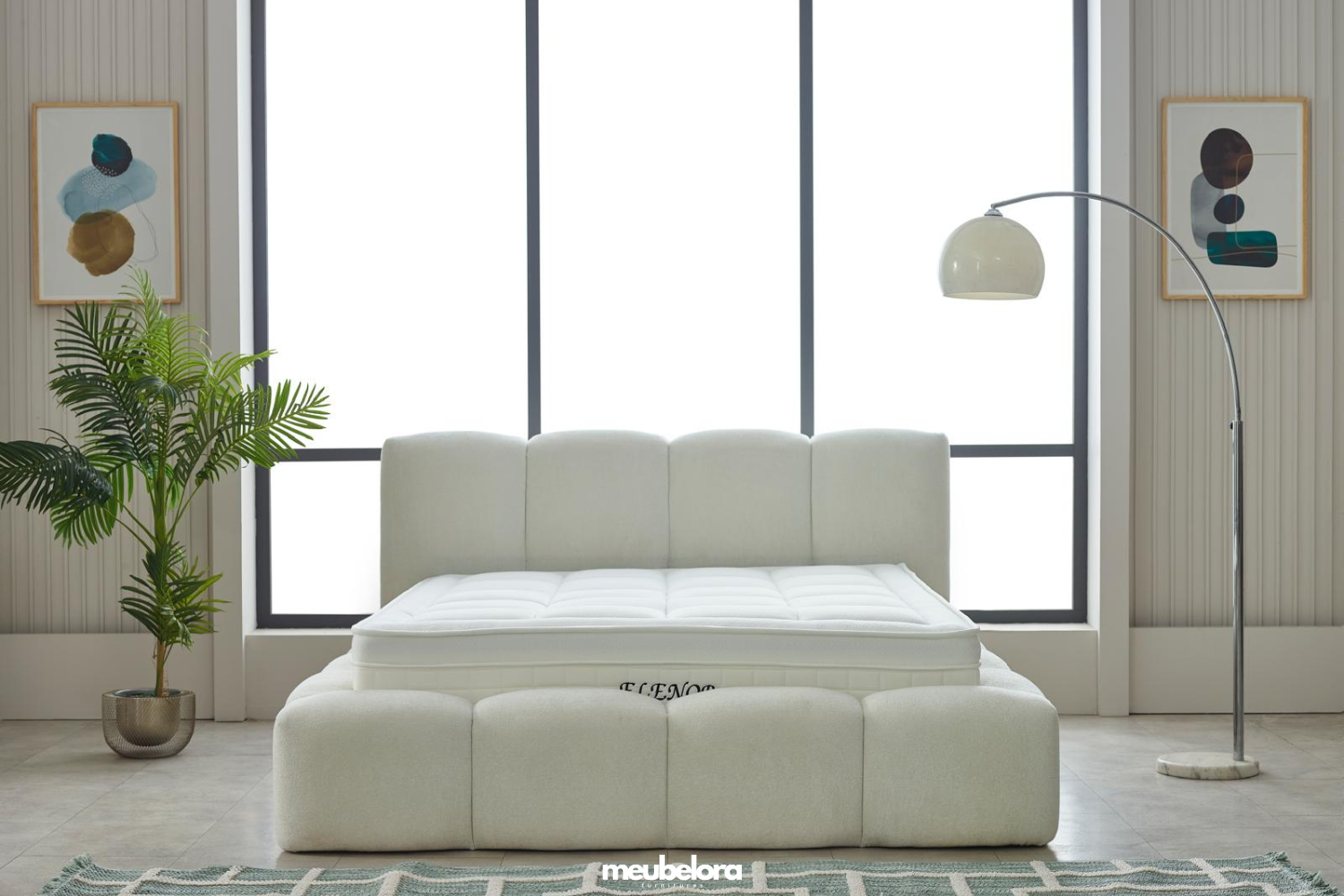 Elena Bed - Off White Boucle