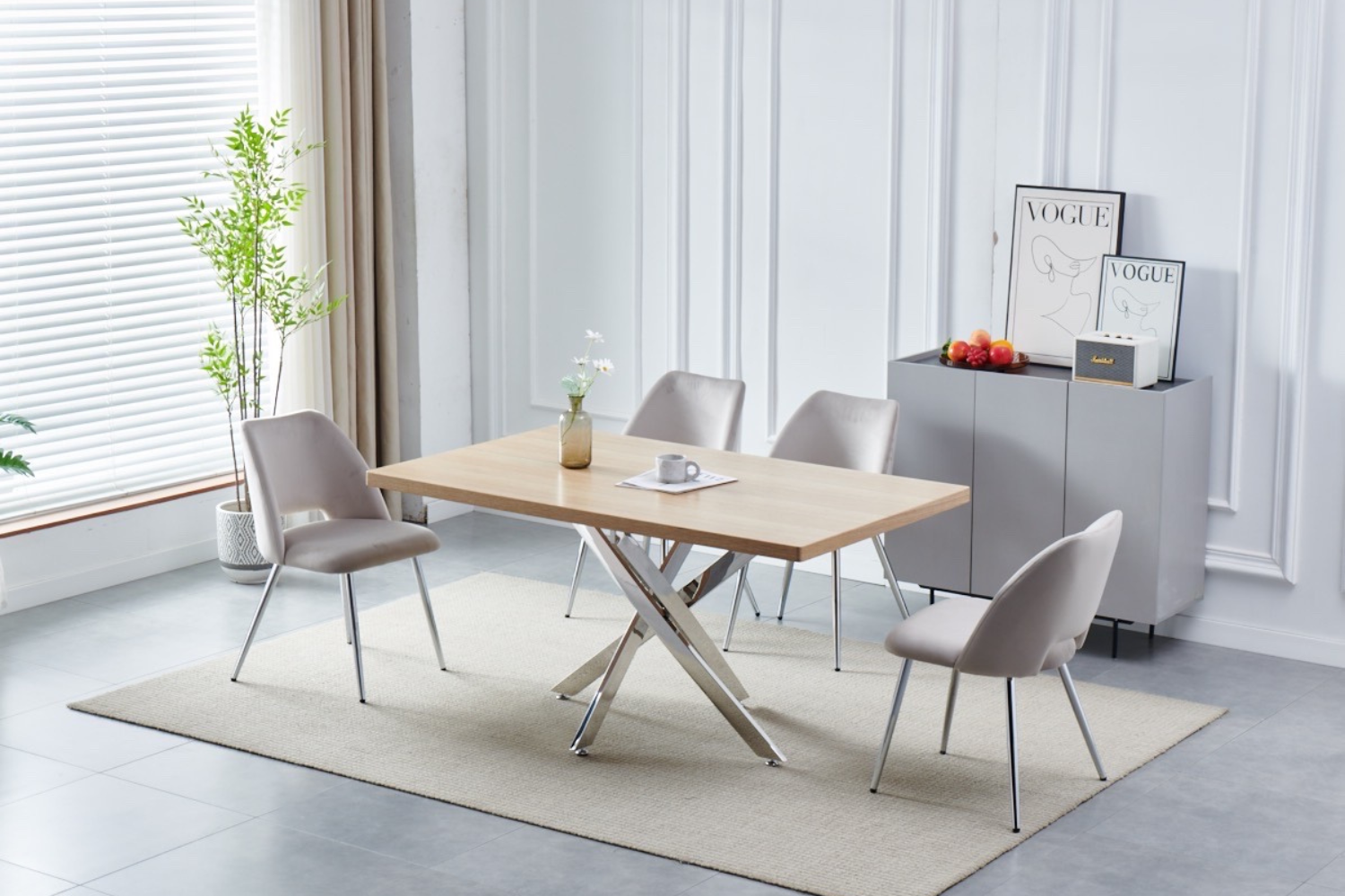 Eettafel 'Olivia' 180cm — Poten in Zilverkleur