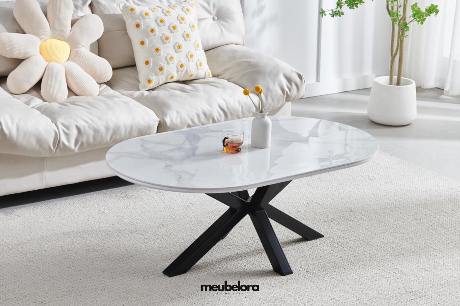 Salontafel 'Ophelia' 120cm Ovaal — Poten in Zwart