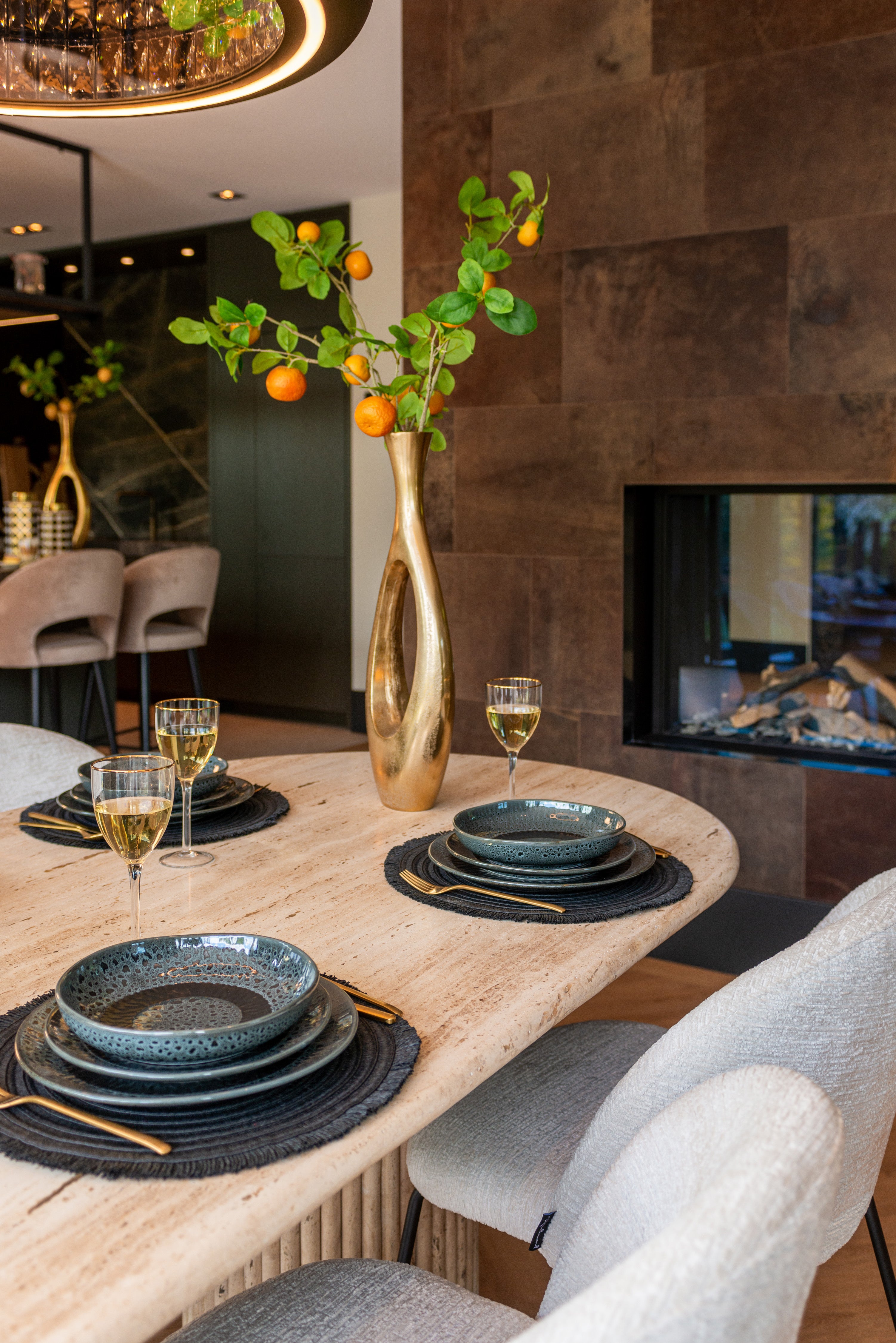 Ovale Eettafel La Cantera Travertin – 240 x 110 cm