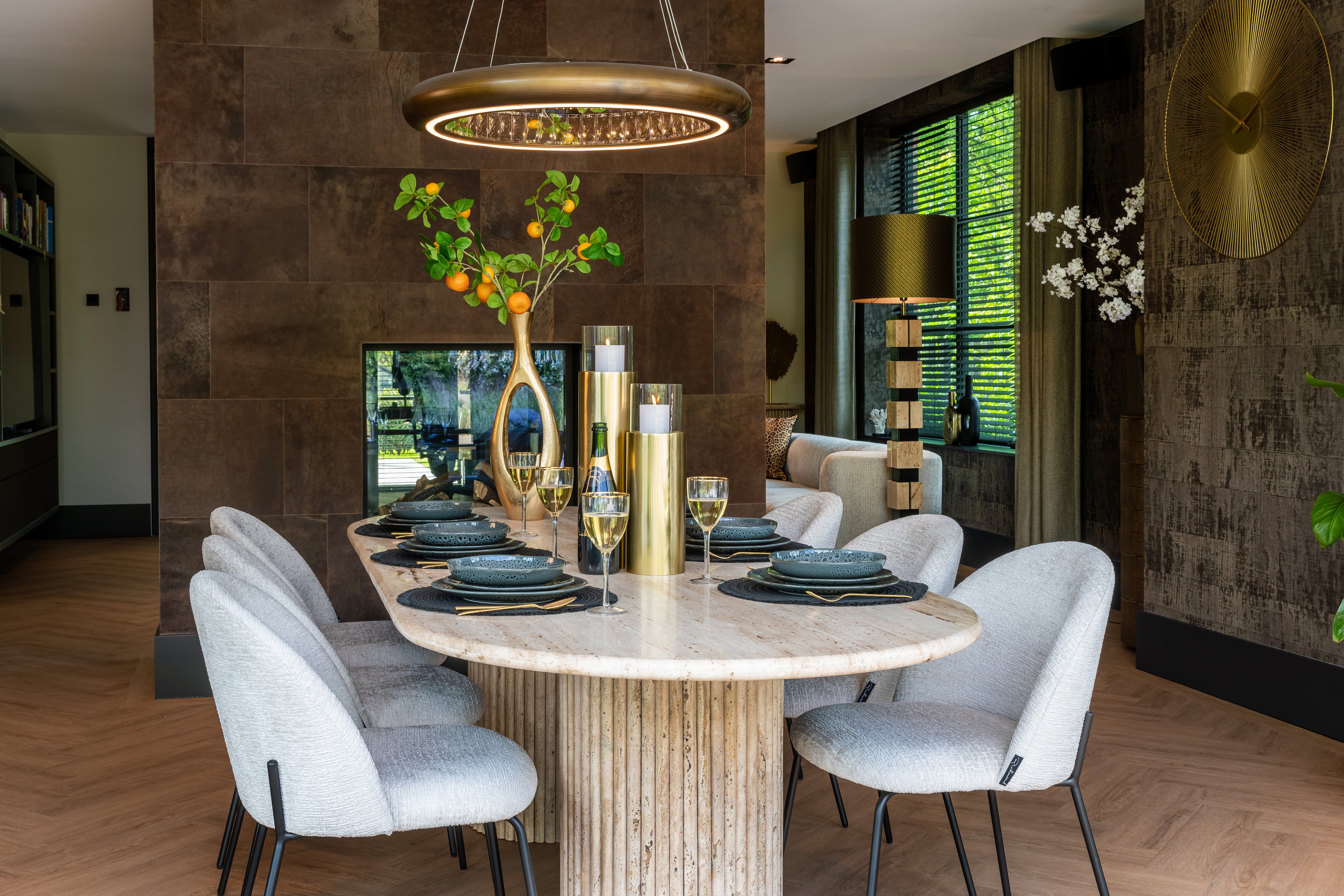 Ovale Eettafel La Cantera Travertin – 240 x 110 cm