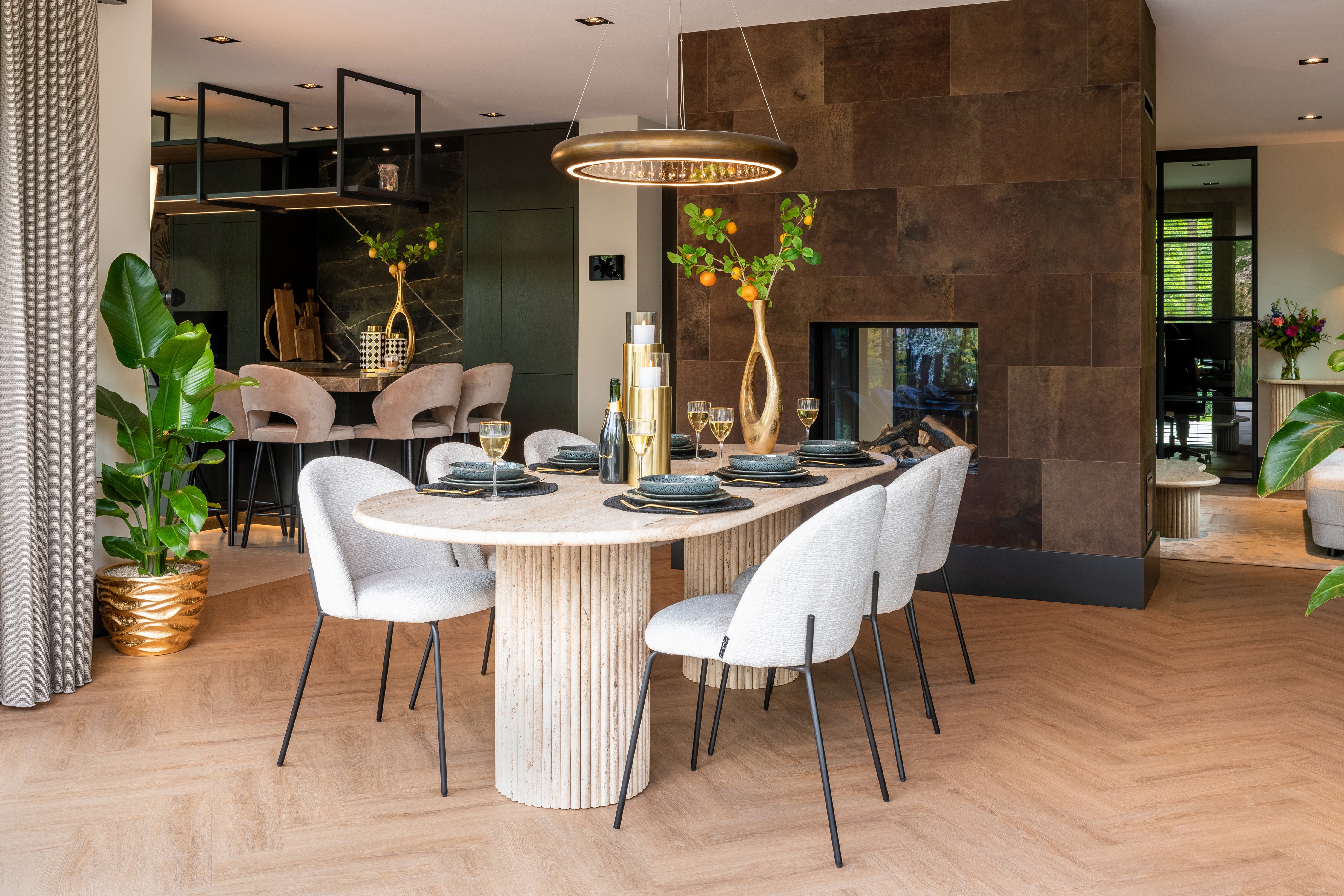 Ovale Eettafel La Cantera Travertin – 240 x 110 cm