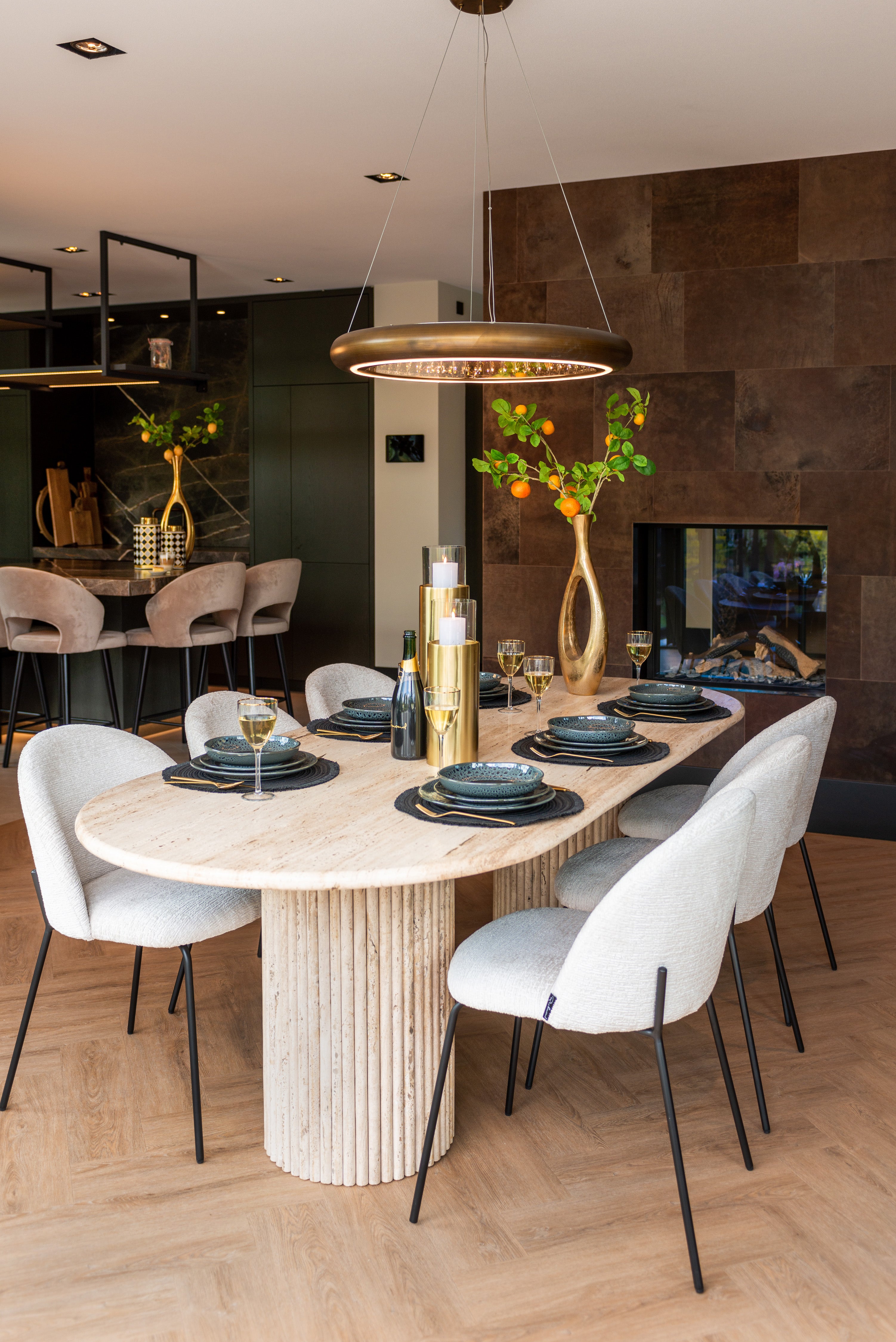 Ovale Eettafel La Cantera Travertin – 240 x 110 cm