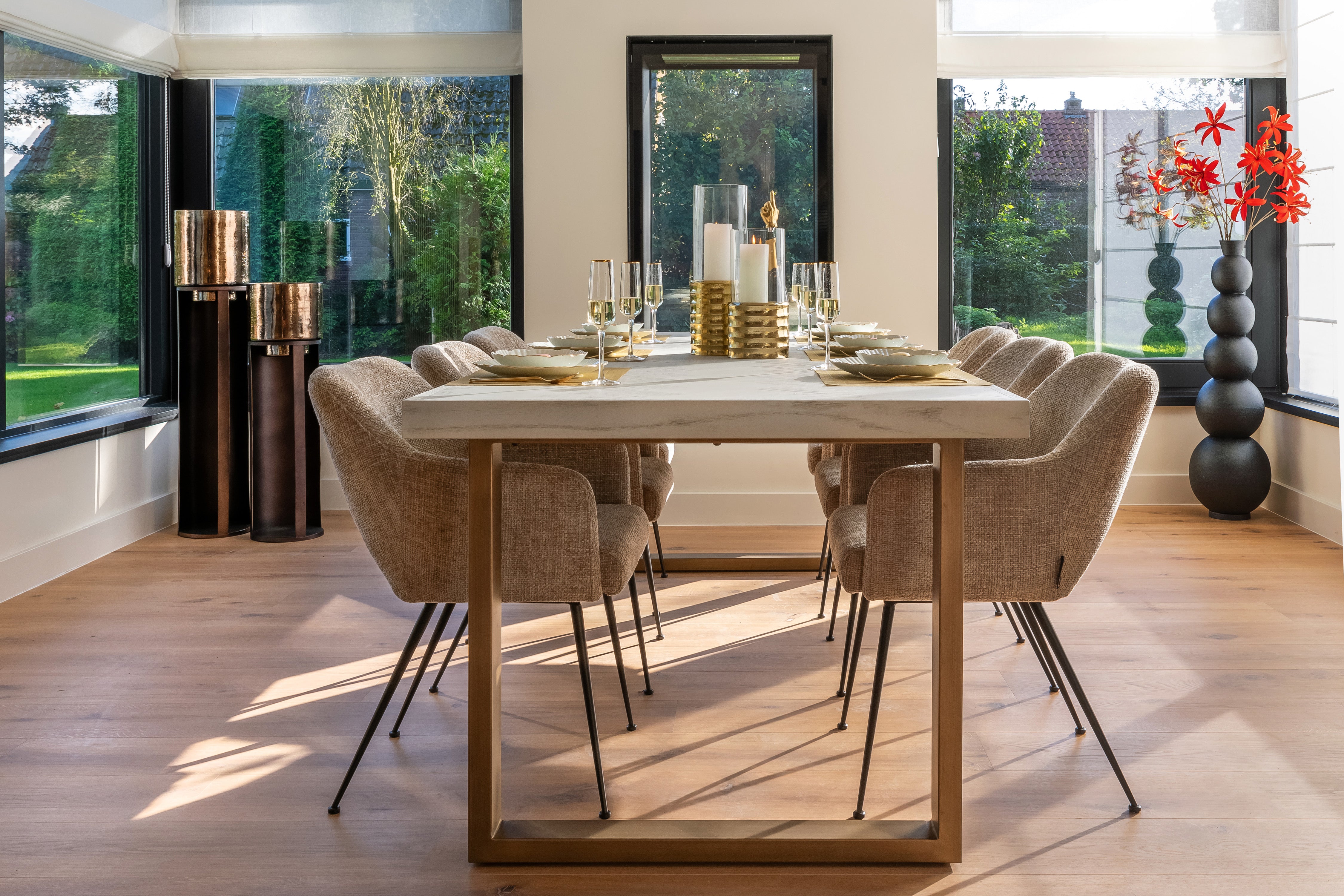 Eettafel Whitebone – 235 x 100 cm Visgraat eikenhout Kleur Verona Grijs