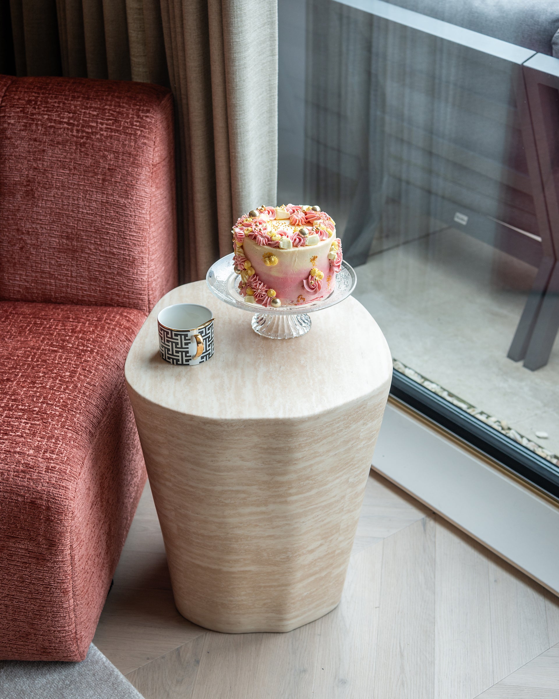 Bijzettafel Fictus Travertine faux (Beige)