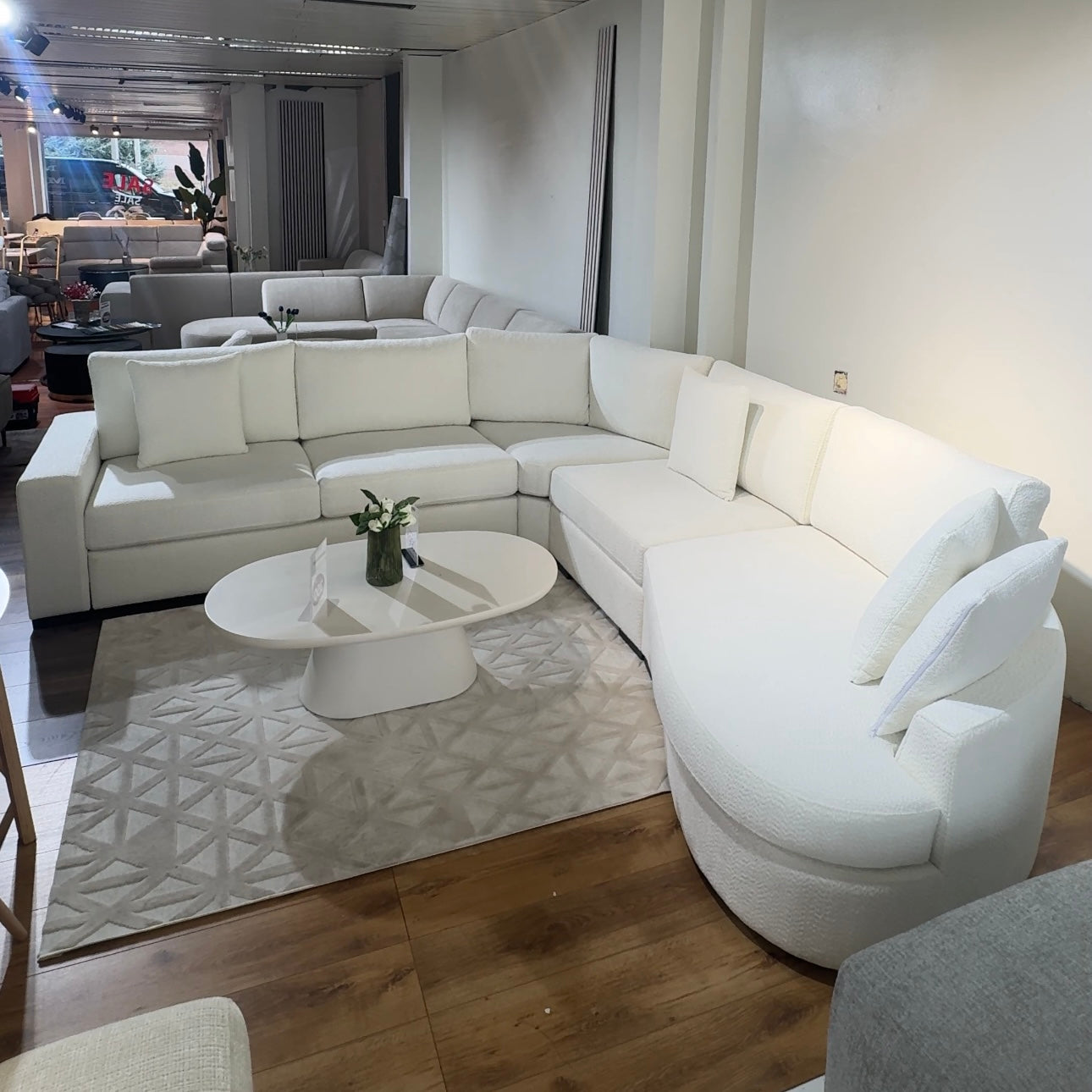 Hoekbank | NIRAYA | Wit teddy stof