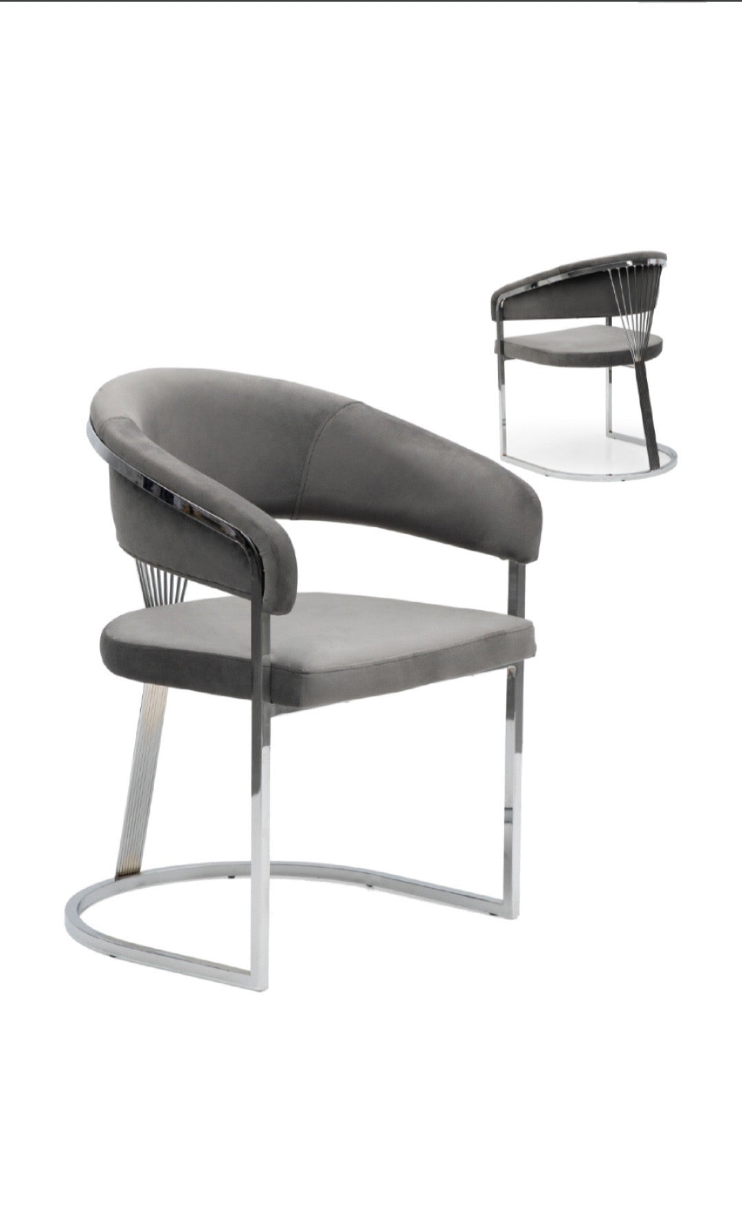 Ariana Eetakamerstoelen Velours Grijs Zilverkleur