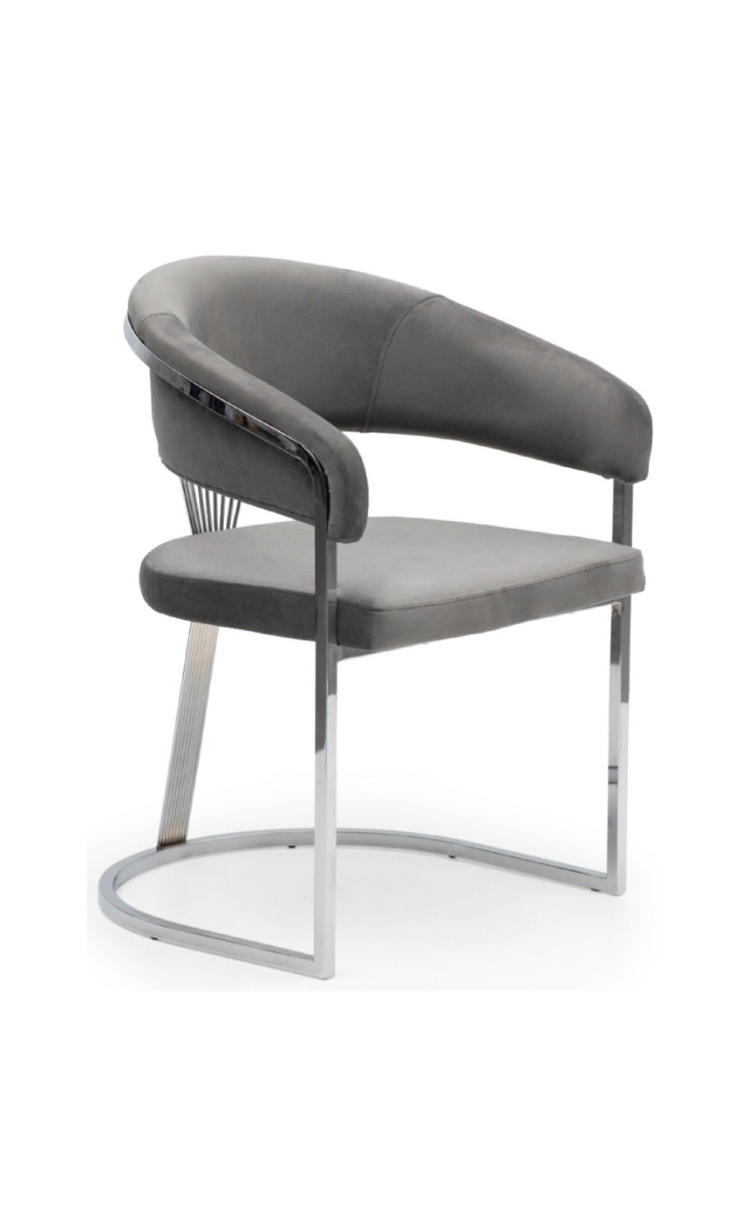 Ariana Eetakamerstoelen Velours Grijs Zilverkleur