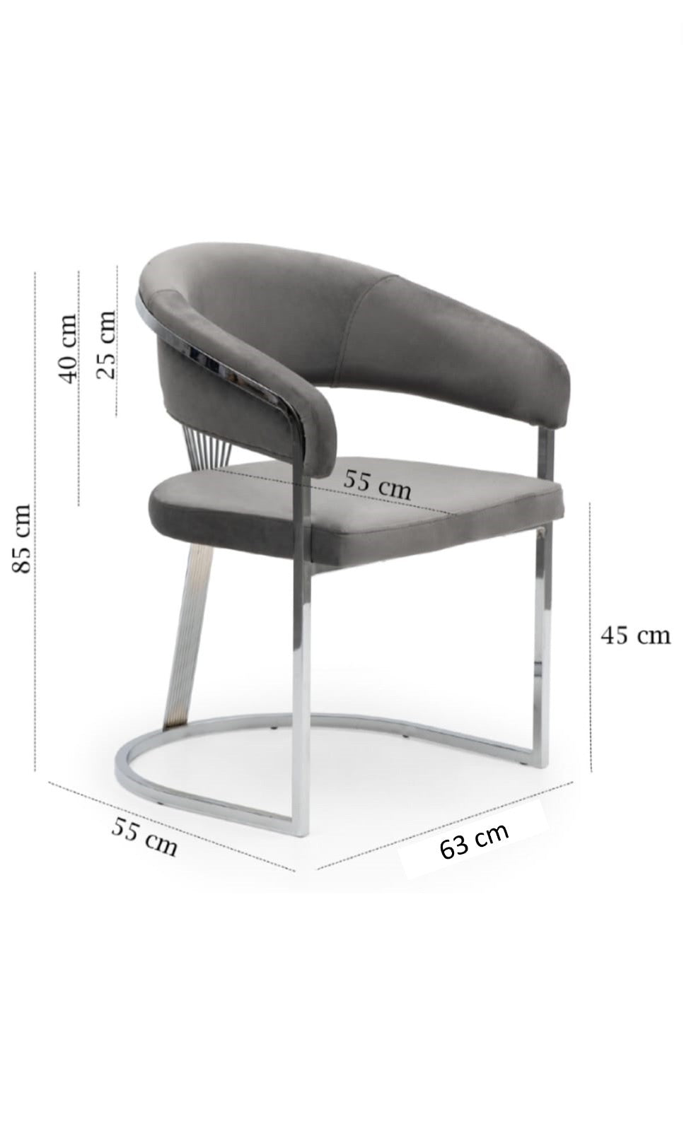 Ariana Eetakamerstoelen Velours Grijs Zilverkleur