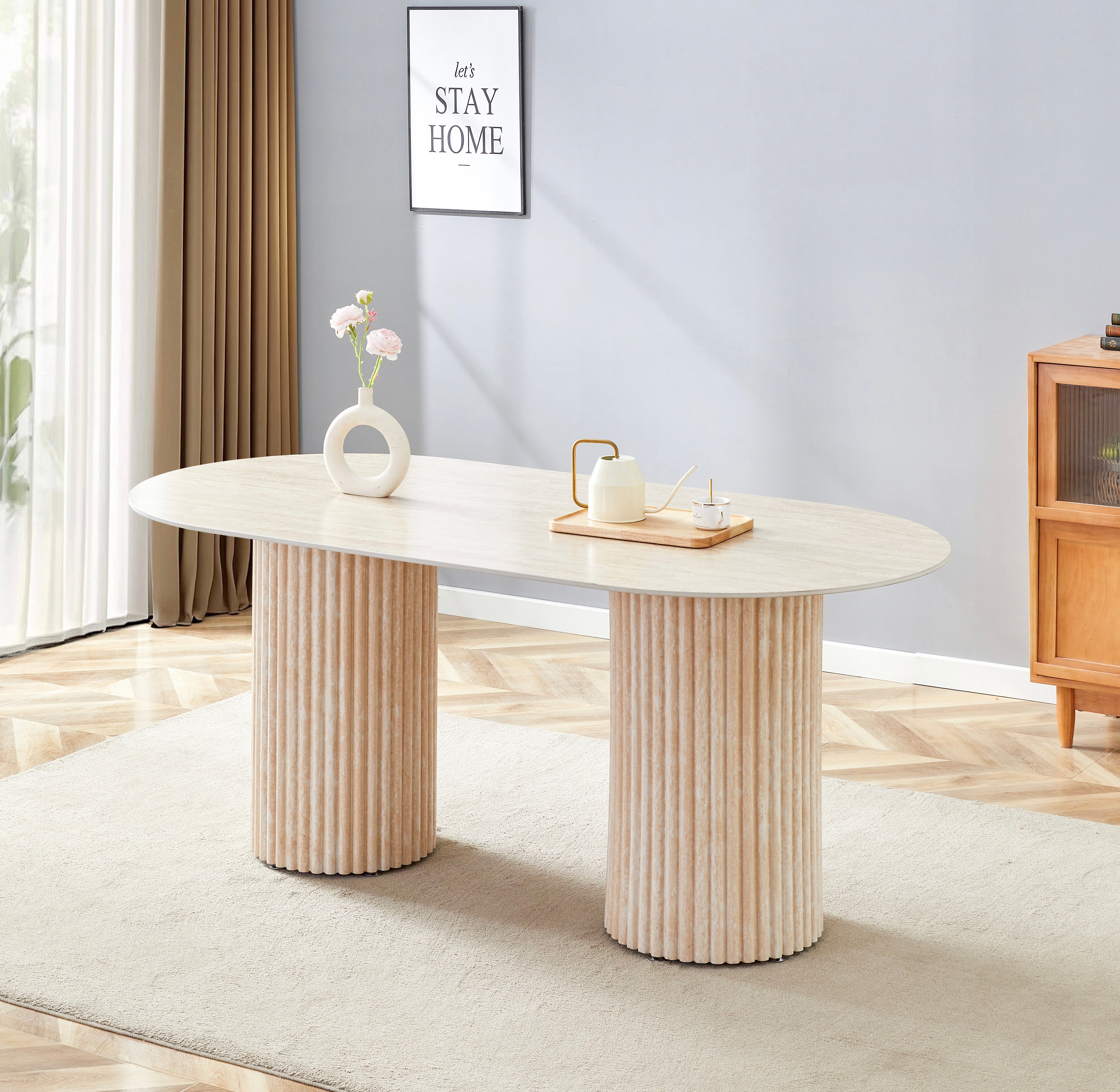 Eettafel Nora - Travertin look keramiek - 180