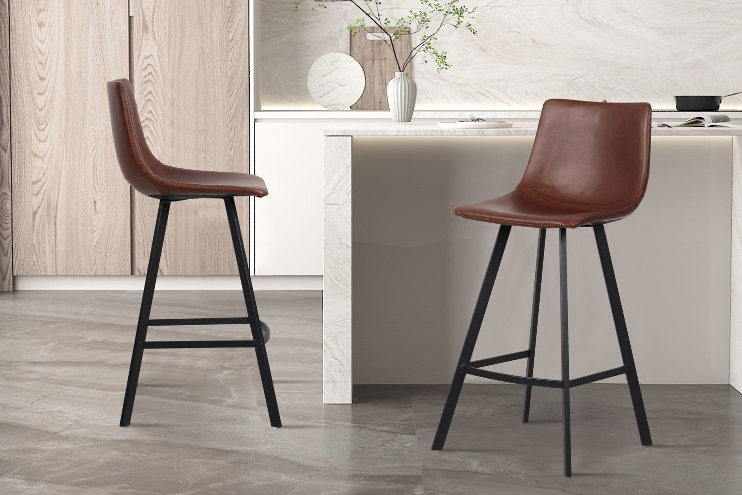 Counterstoel 'Ozan' PU Bruin