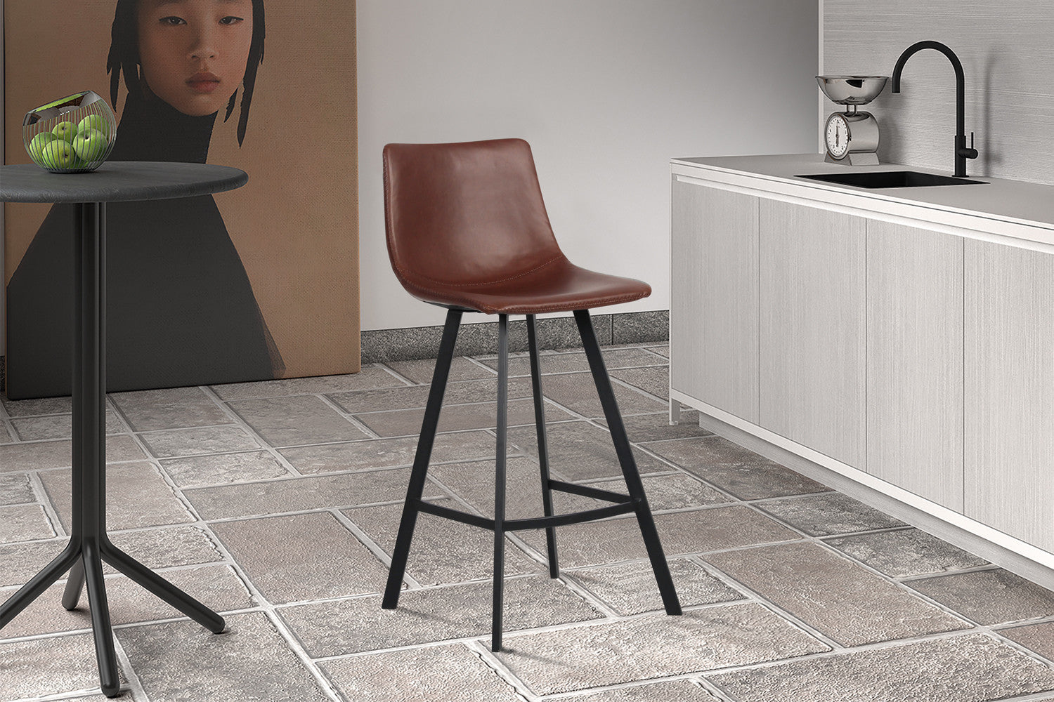 Counterstoel 'Ozan' PU Bruin