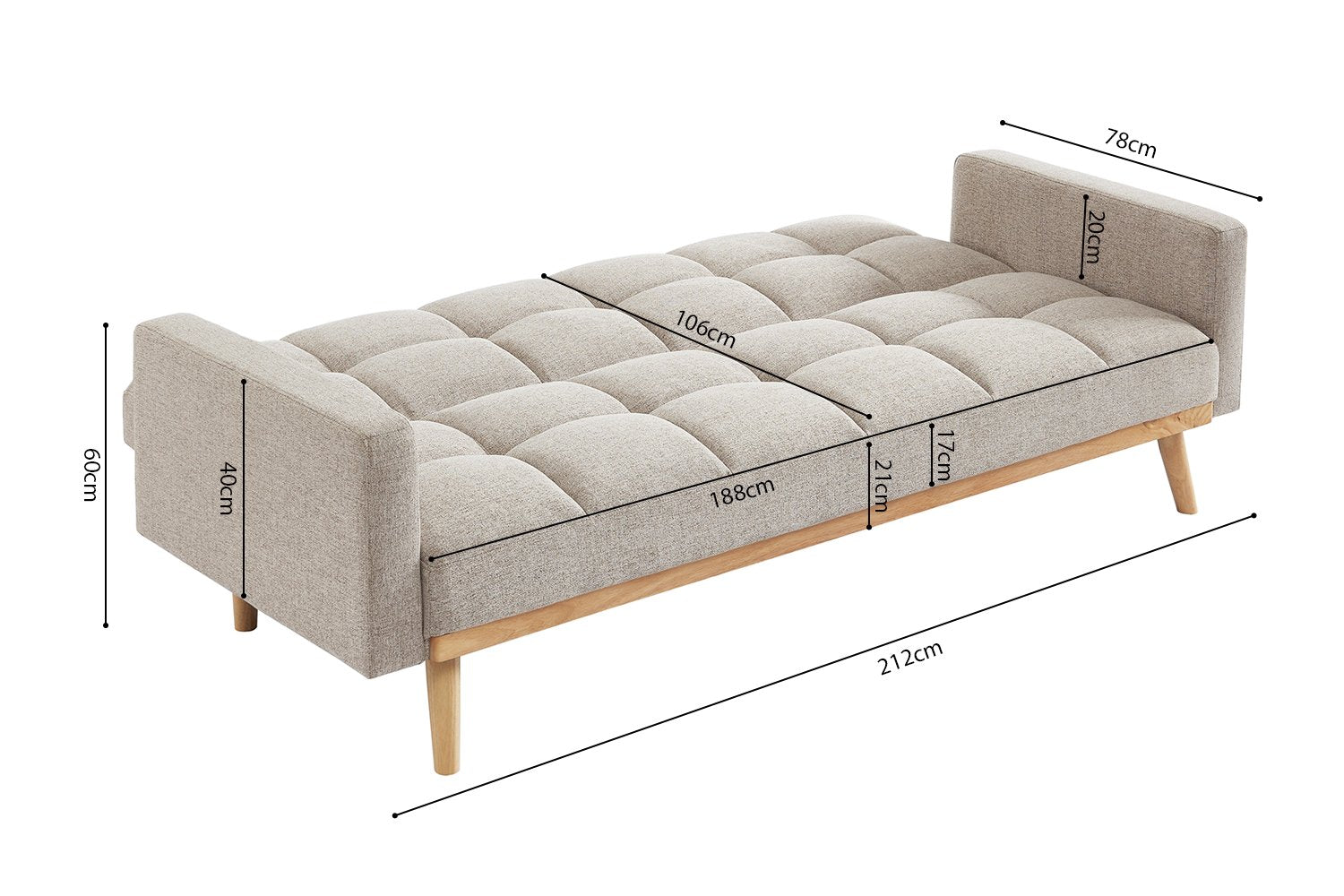 Slaapbank 'Adana' Stof Davis Neve 13 Beige