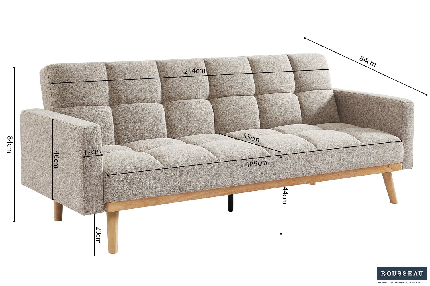 Slaapbank 'Adana' Stof Davis Neve 13 Beige