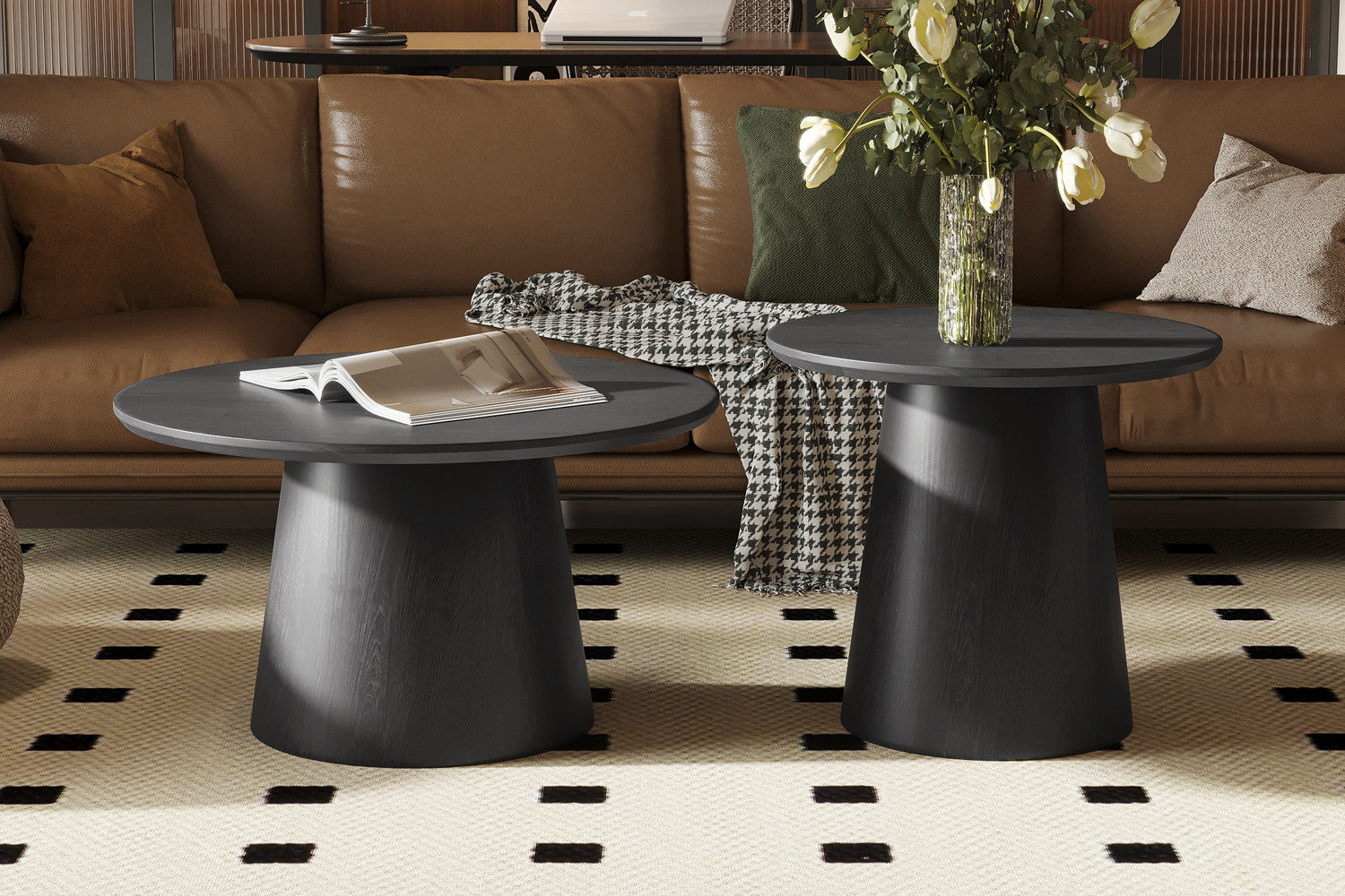 Bijzetttafel 'Miklos' 60 cm Rond Decor Donkerbruin