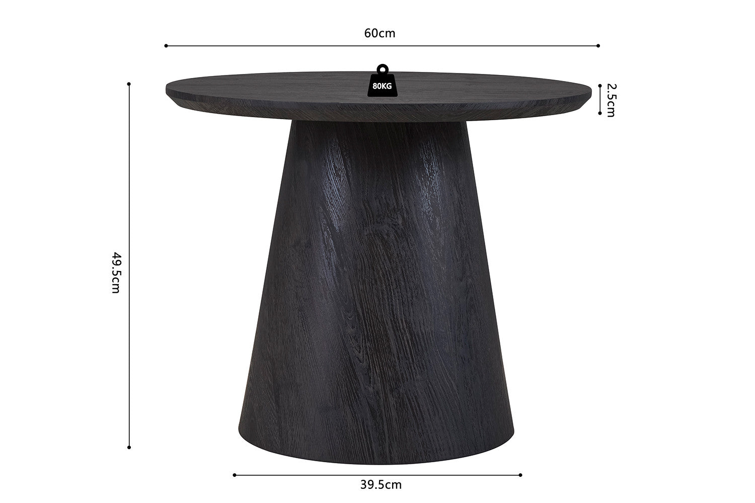 Bijzetttafel 'Miklos' 60 cm Rond Decor Donkerbruin