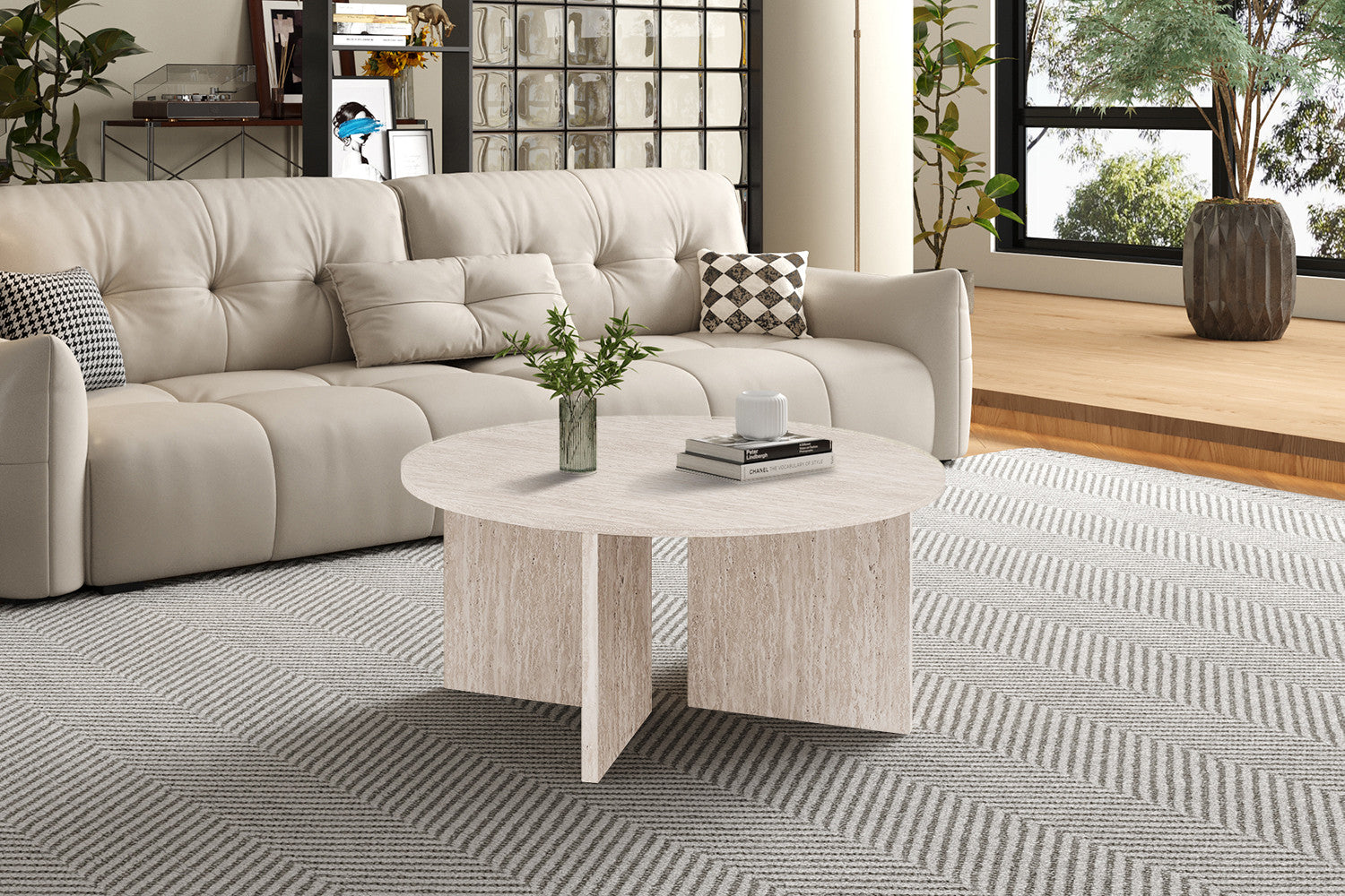 Salontafel 'Drasir' Rond Decor Travertin Beige