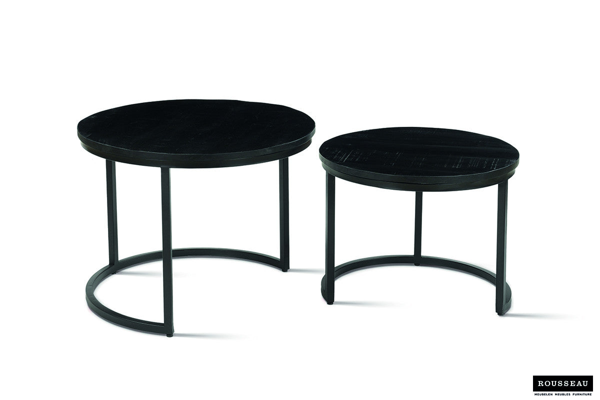 Salontafel 'Goja' 2-delig Mango hout zwart