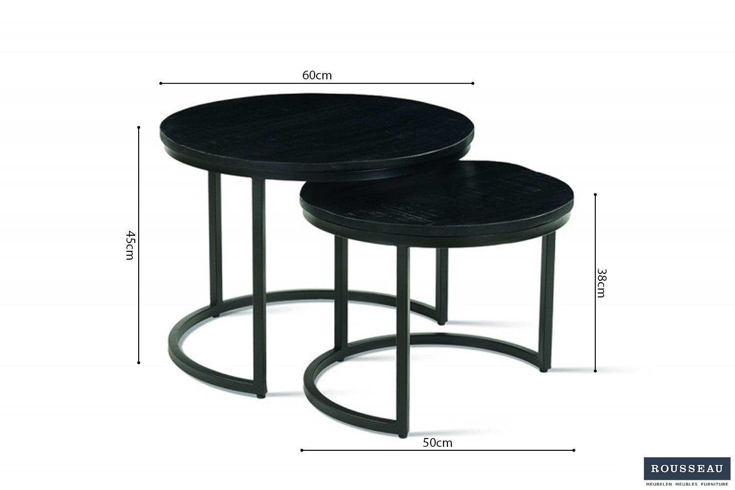 Salontafel 'Goja' 2-delig Mango hout zwart