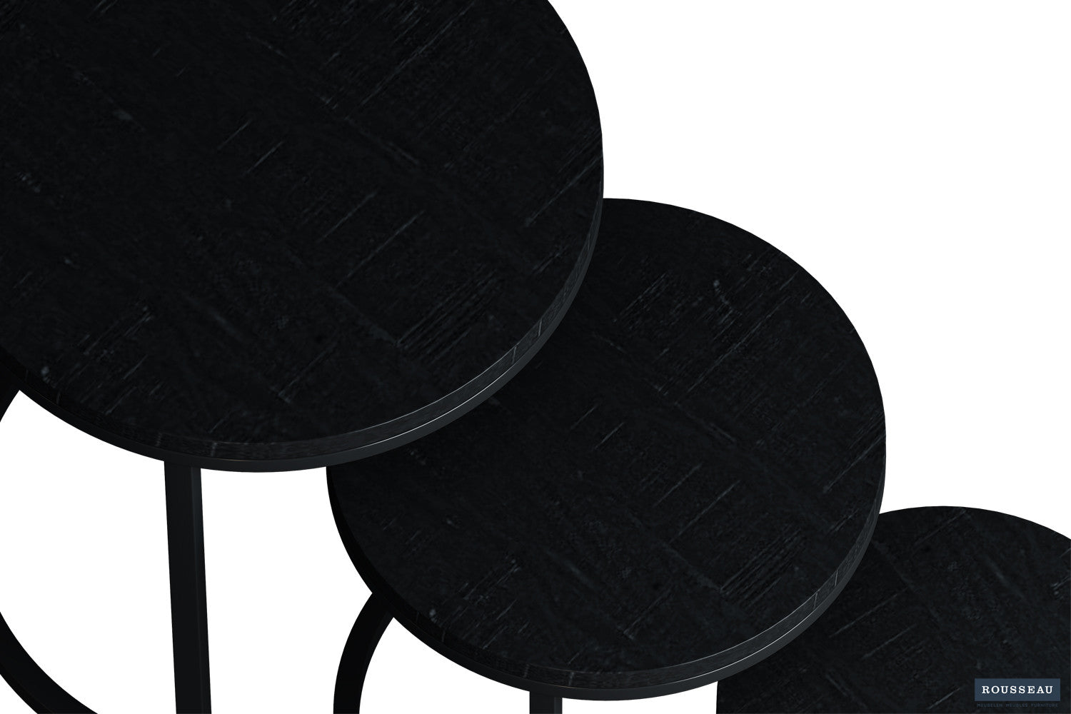 Bijzettafel 'Plano' 3-delig Mango hout zwart