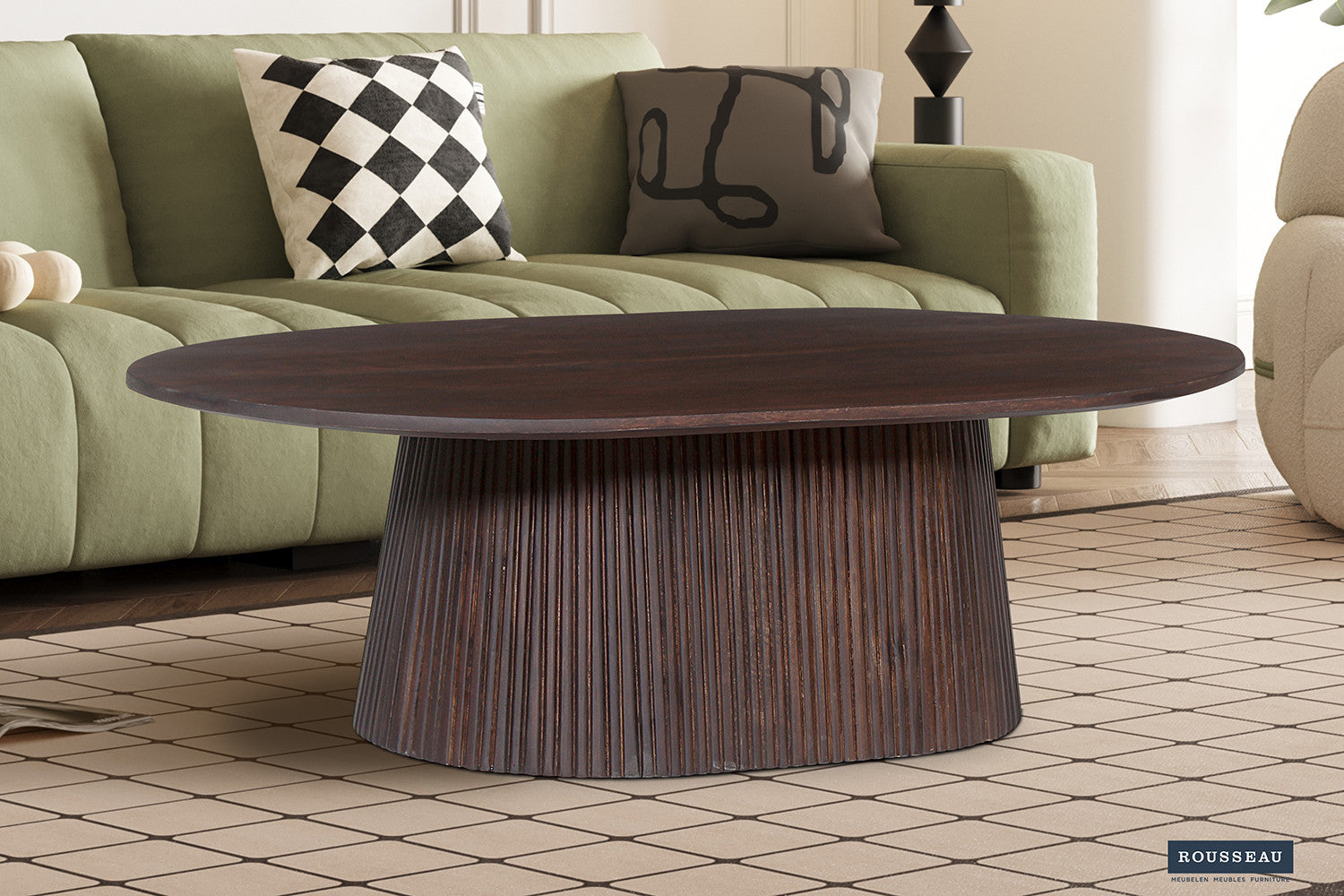 Salontafel 'Miguel' 120 cm Ovaal Mangohout Donkerbruin