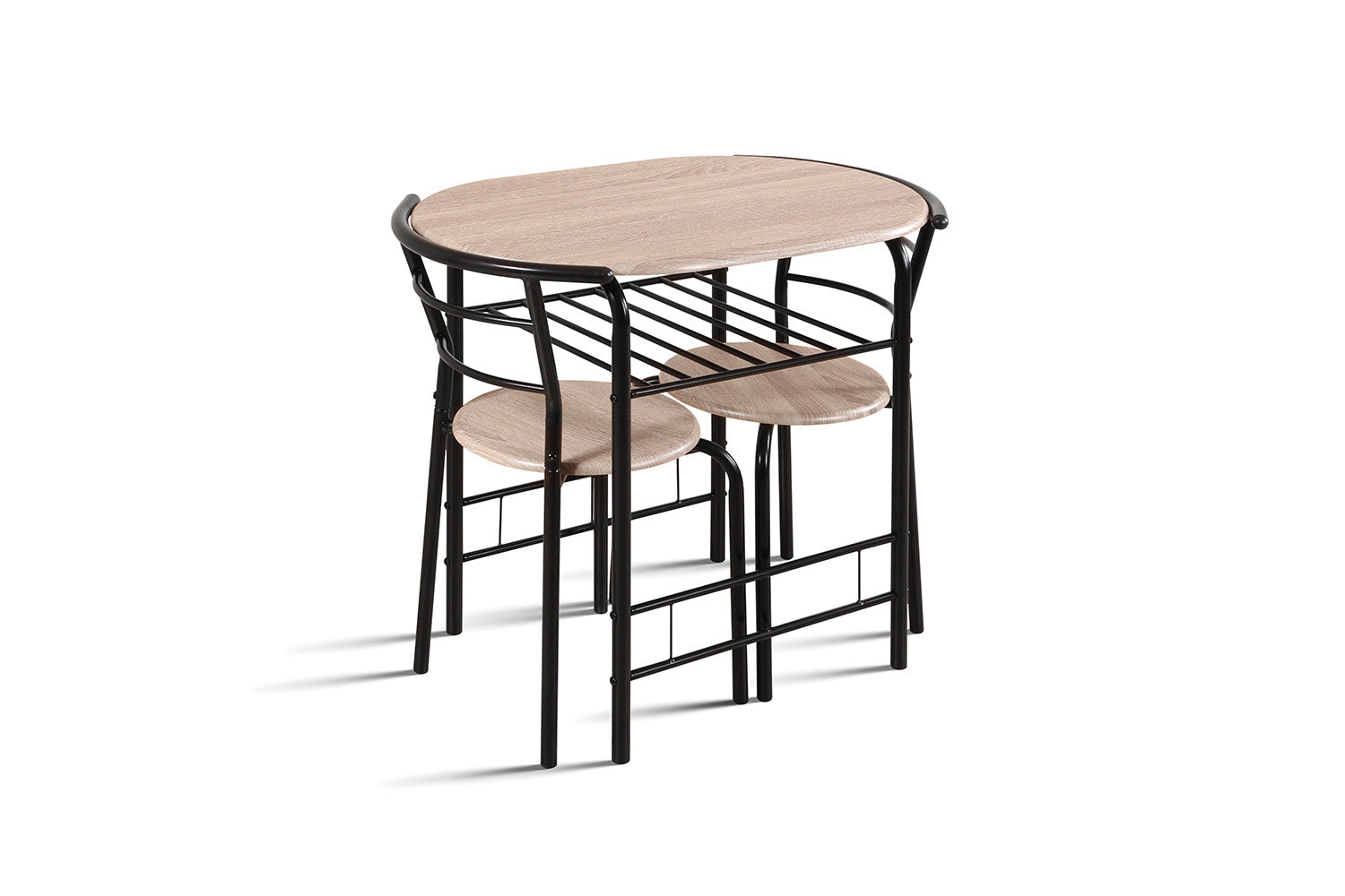 Tafelset 'Adam' Zwart metaal Decor sonoma