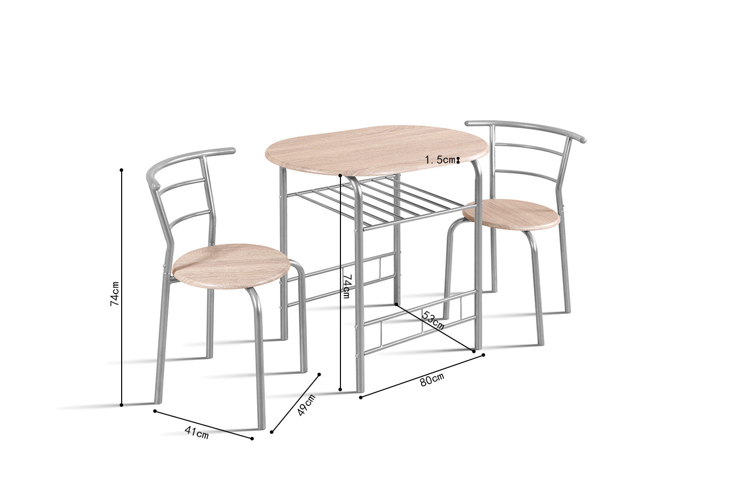 Tafelset 'Adam' Grijs metaal Decor sonoma