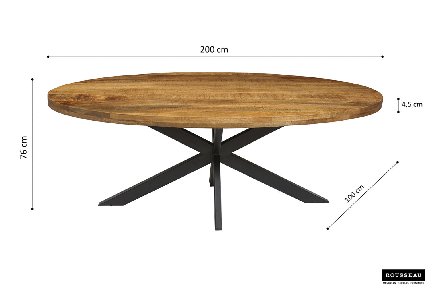 Tafel 'Alexa' 200 cm Ovaal Mangohout