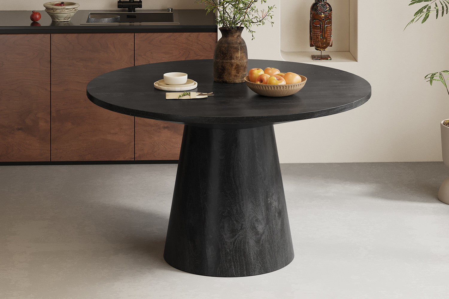 Tafel 'Tommy' 130 cm Rond Mangohout Zwart