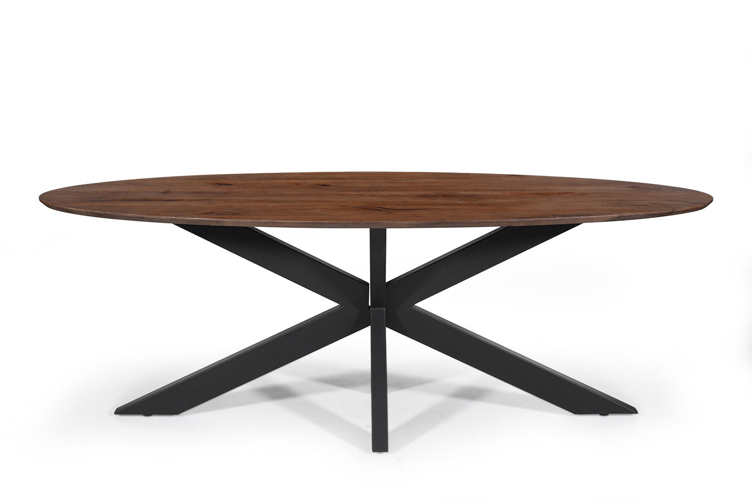 Tafel 'Tommy' 220x100 cm Ovaal Spider-Poot Mangohout Bruin