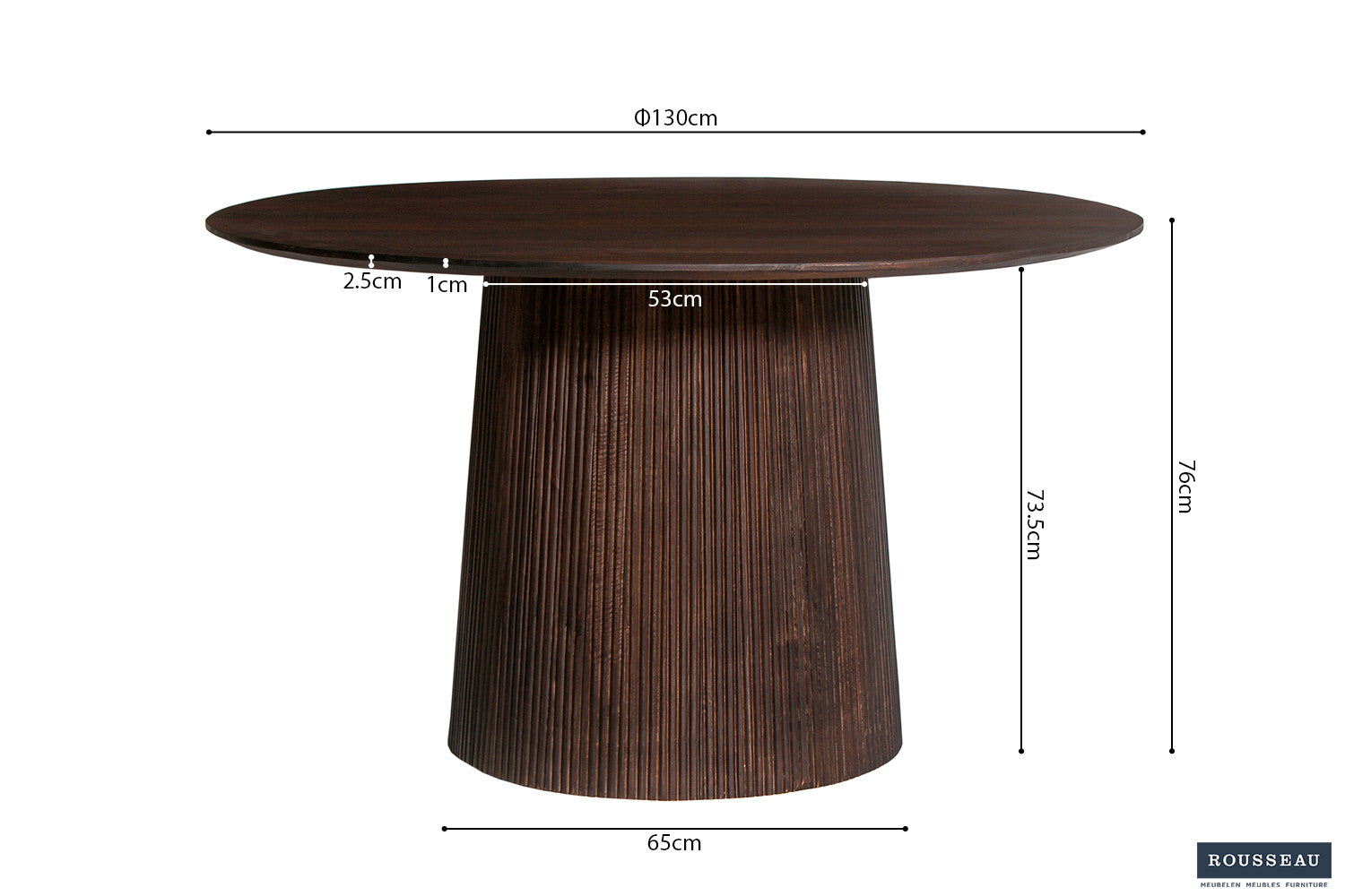 Tafel 'Miguel' 130 cm Rond Mangohout Donkerbruin