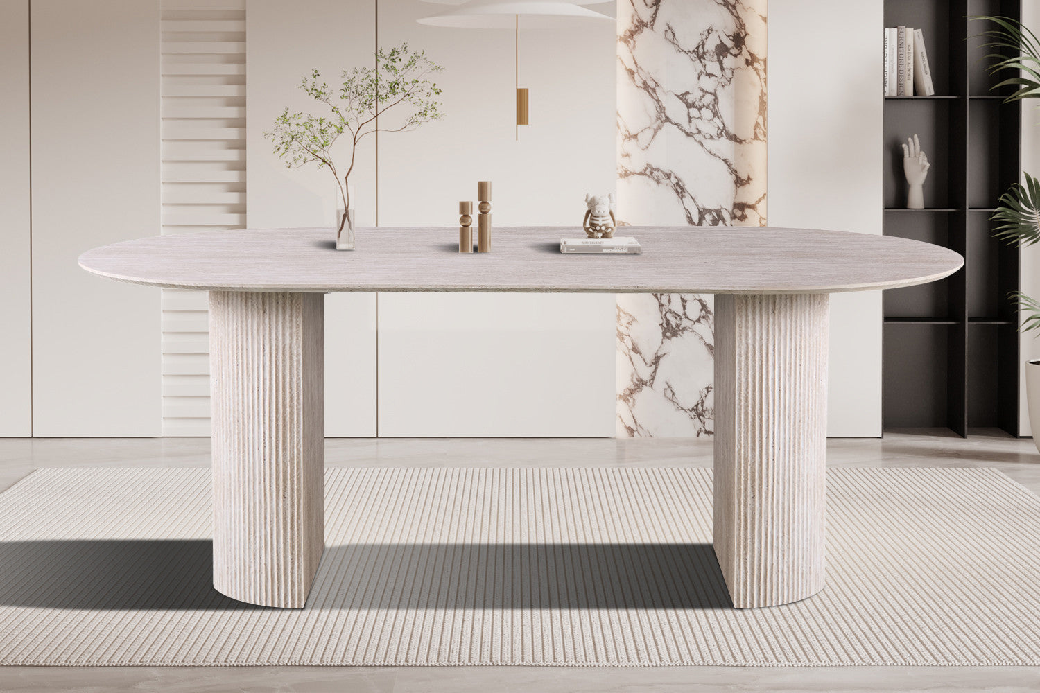 Tafel 'Lagos' 200 cm Ovaal Decor Travertin Beige