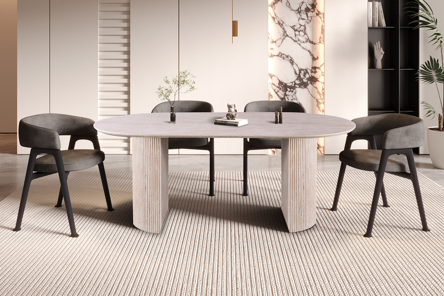 Tafel 'Lagos' 200 cm Ovaal Decor Travertin Beige