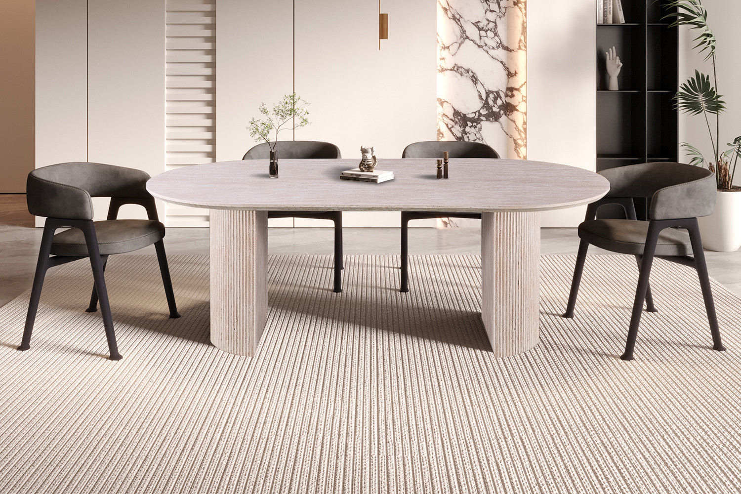 Tafel 'Lagos' 220 cm Ovaal Decor Travertin Beige