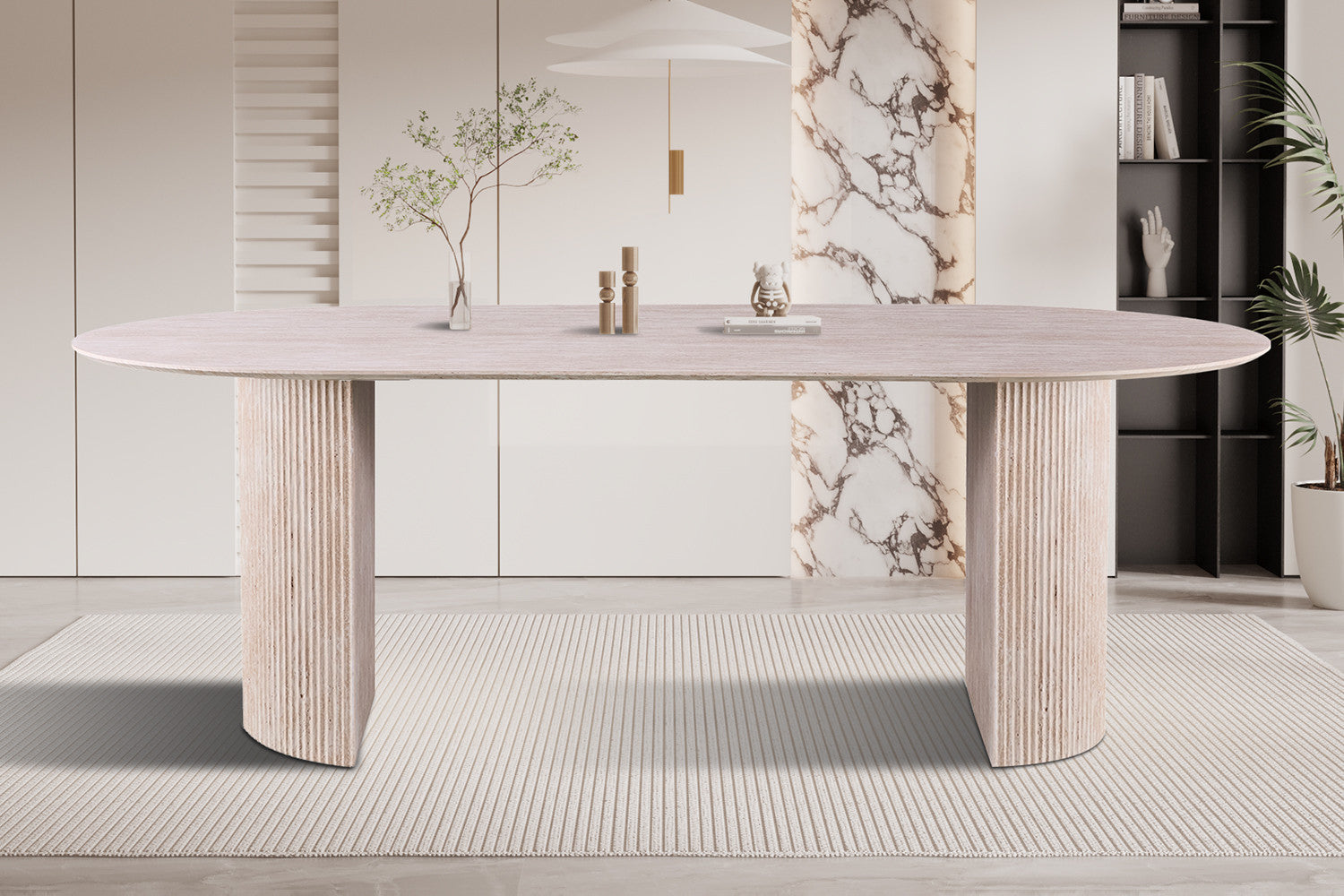 Tafel 'Lagos' 220 cm Ovaal Decor Travertin Beige