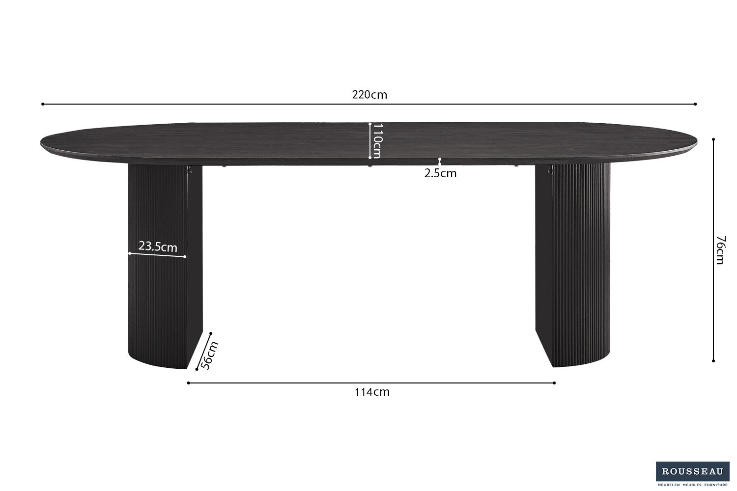 Tafel 'Lagos' 220 cm Ovaal Decor Donkerbruin