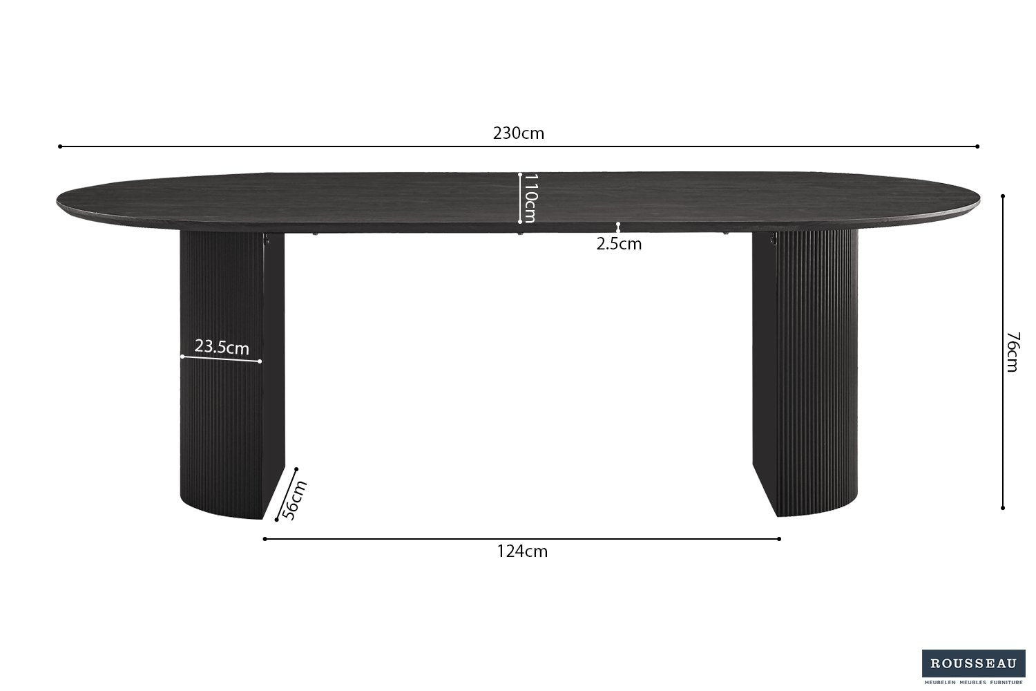 Tafel 'Lagos' 220 cm Ovaal Decor Donkerbruin