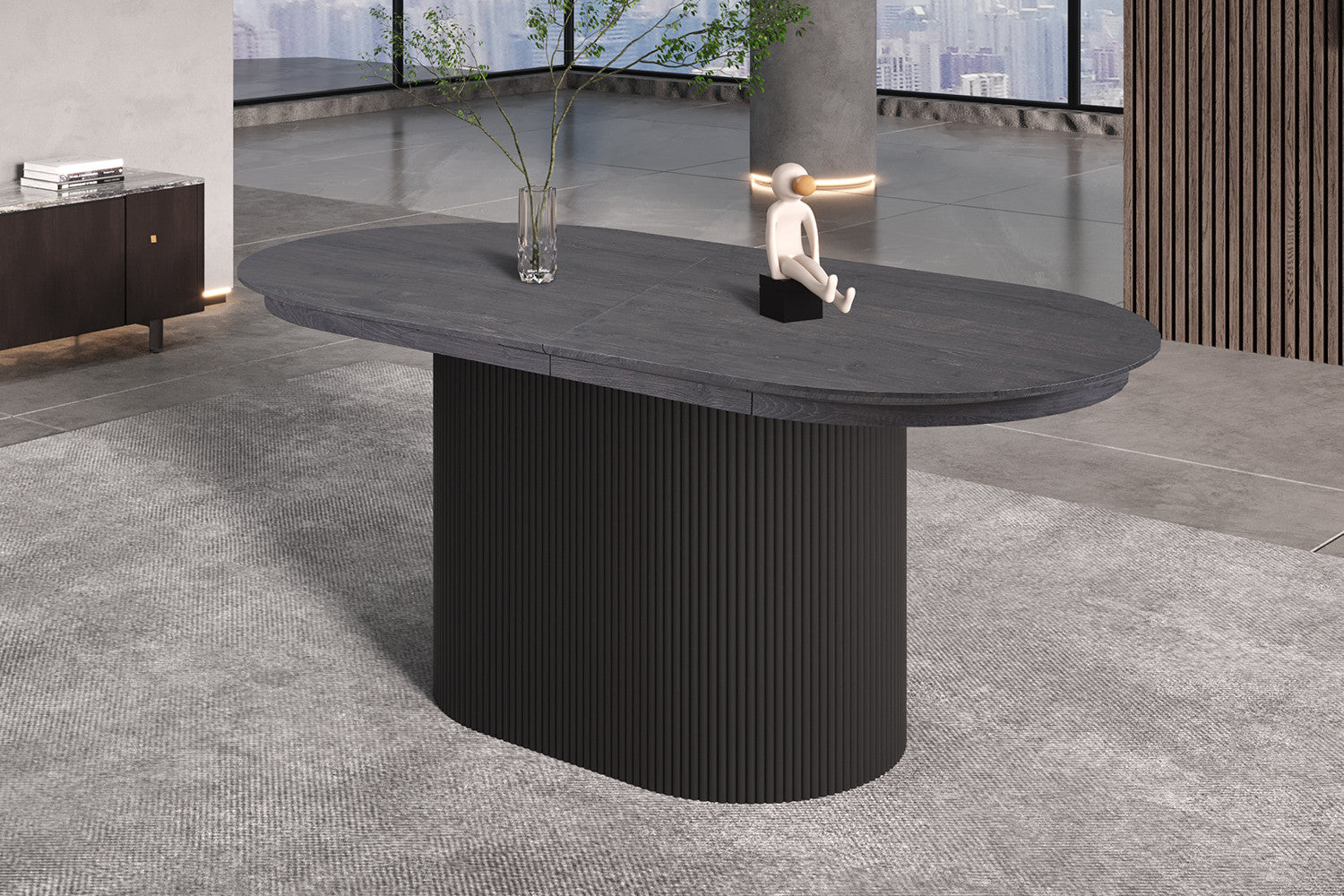 Uitschuifbare tafel 'Lagos' 180-220 cm Ovaal Decor Donkerbruin