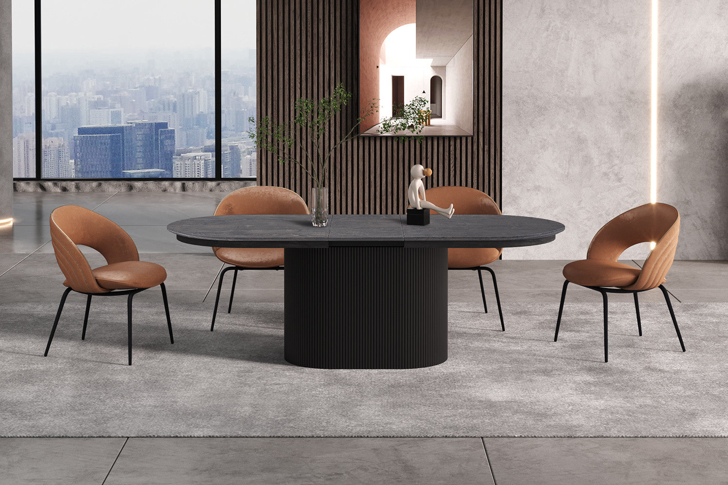 Uitschuifbare tafel 'Lagos' 180-220 cm Ovaal Decor Donkerbruin