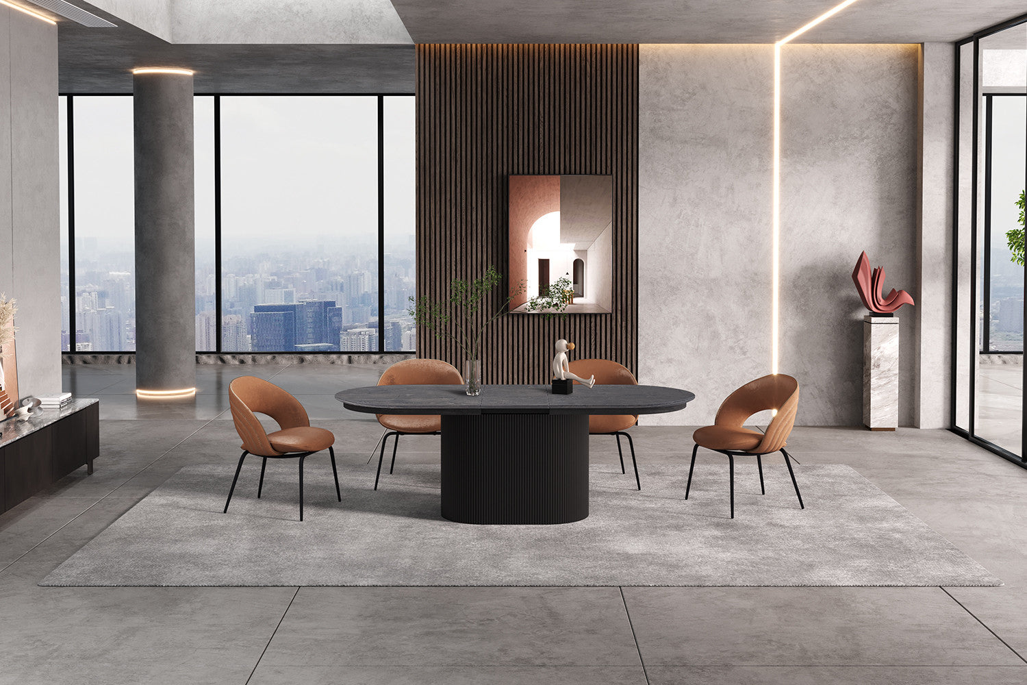 Uitschuifbare tafel 'Lagos' 180-220 cm Ovaal Decor Donkerbruin