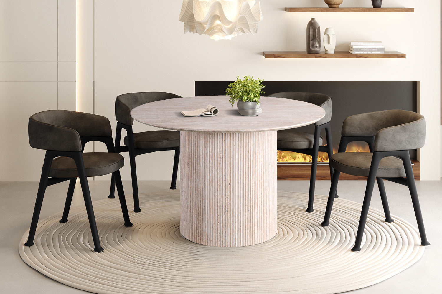 Tafel 'Lagos' 120 cm Rond Decor Travertin Beige