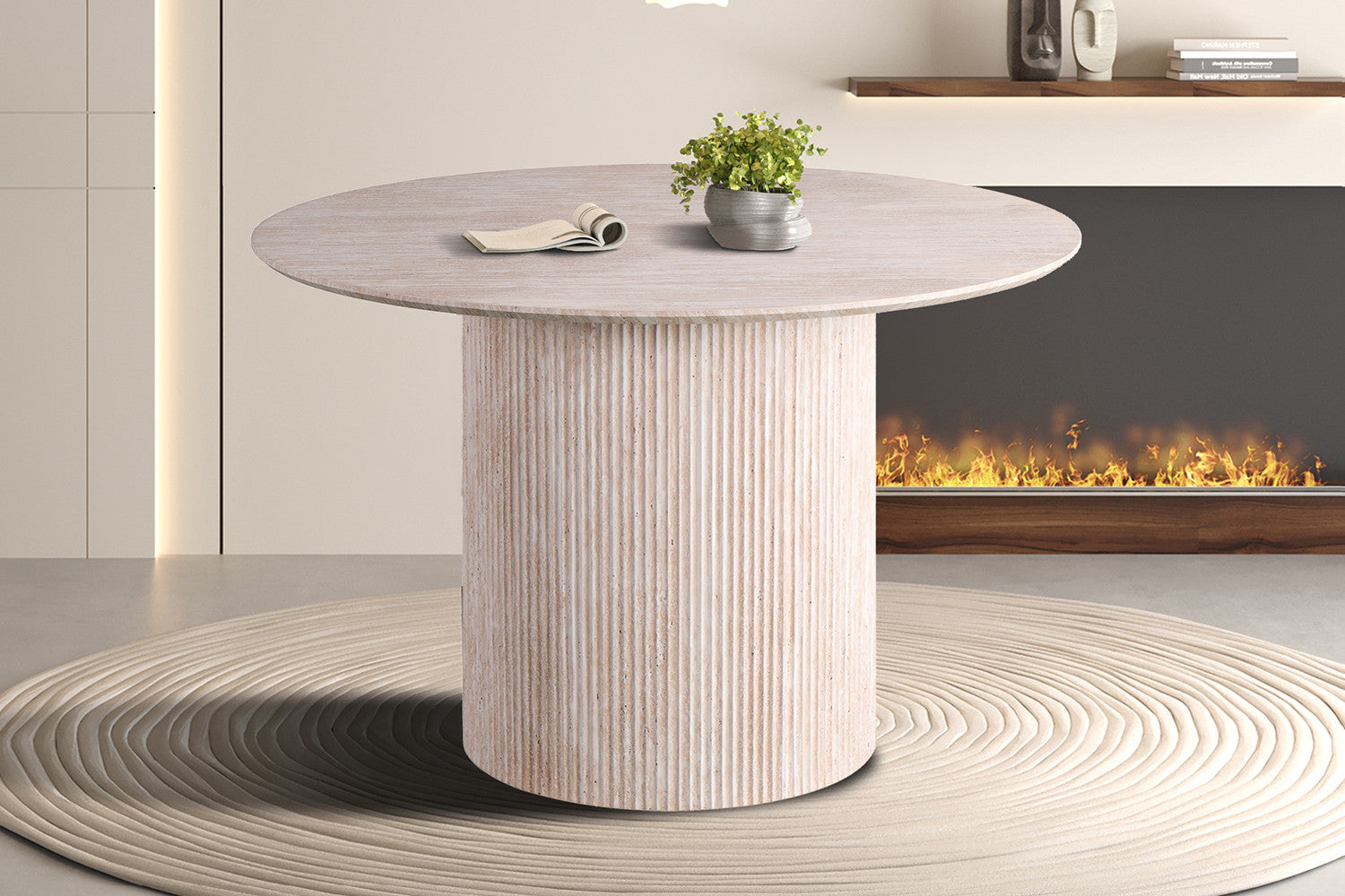Tafel 'Lagos' 120 cm Rond Decor Travertin Beige