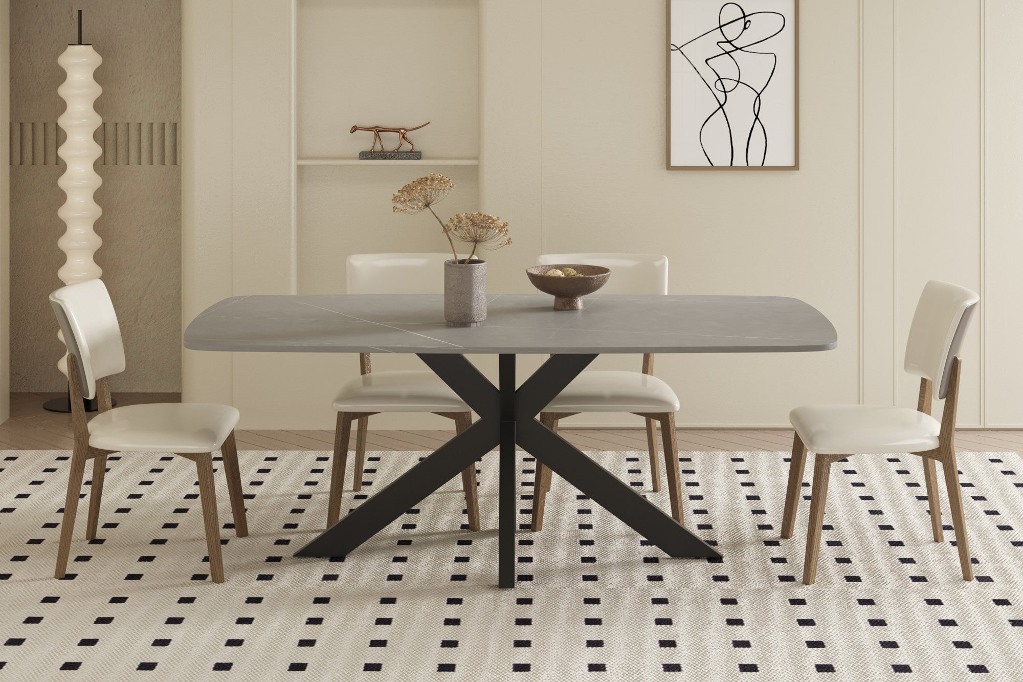 Tafel 'Apollo' 180 cm Deens Ovaal Steen Grijs