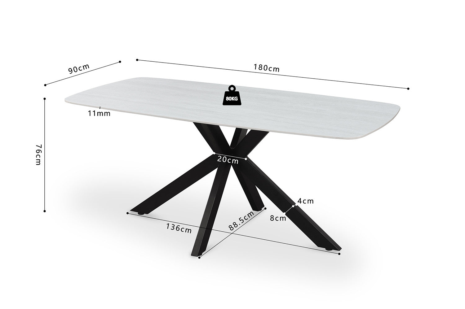 Tafel 'Apollo' 180 cm Deens Ovaal Steen Barok Grijs