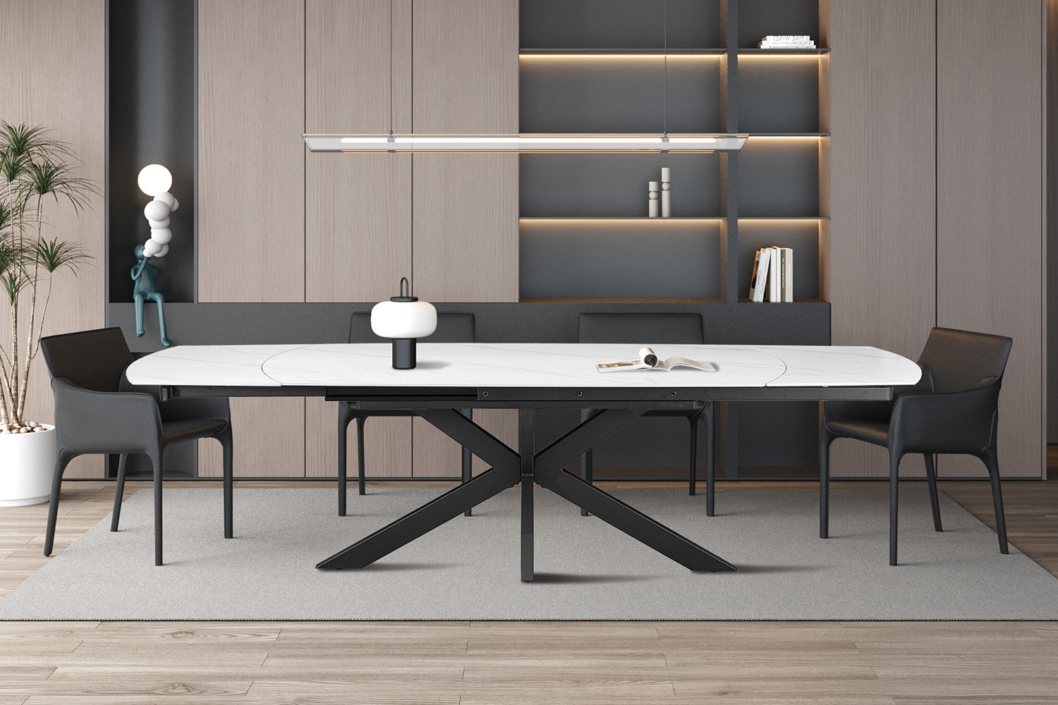 Uitschuifbare tafel 'Ares' 160-240 cm Deens Ovaal Steen Wit