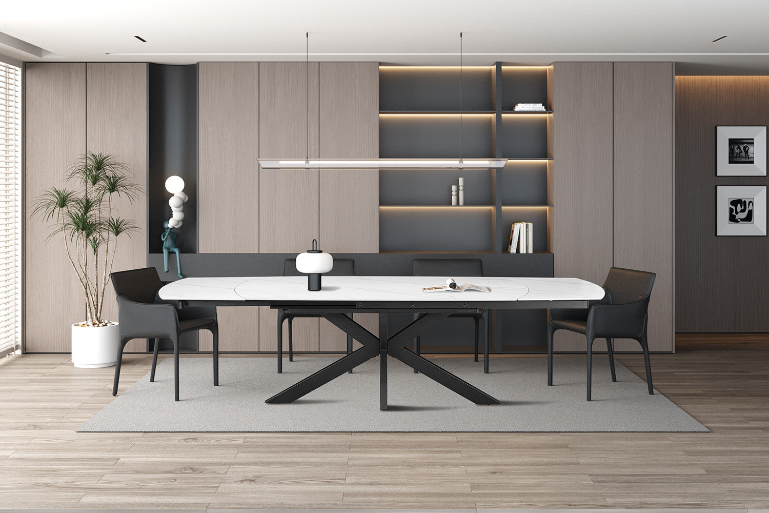 Uitschuifbare tafel 'Ares' 160-240 cm Deens Ovaal Steen Wit