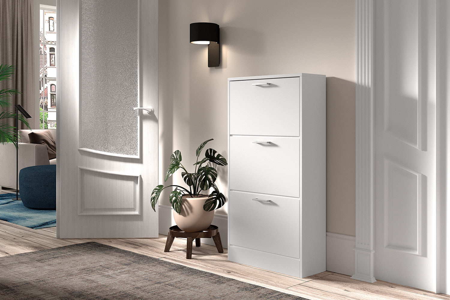 Schoenenkast 'Carini' 3 laden Wit