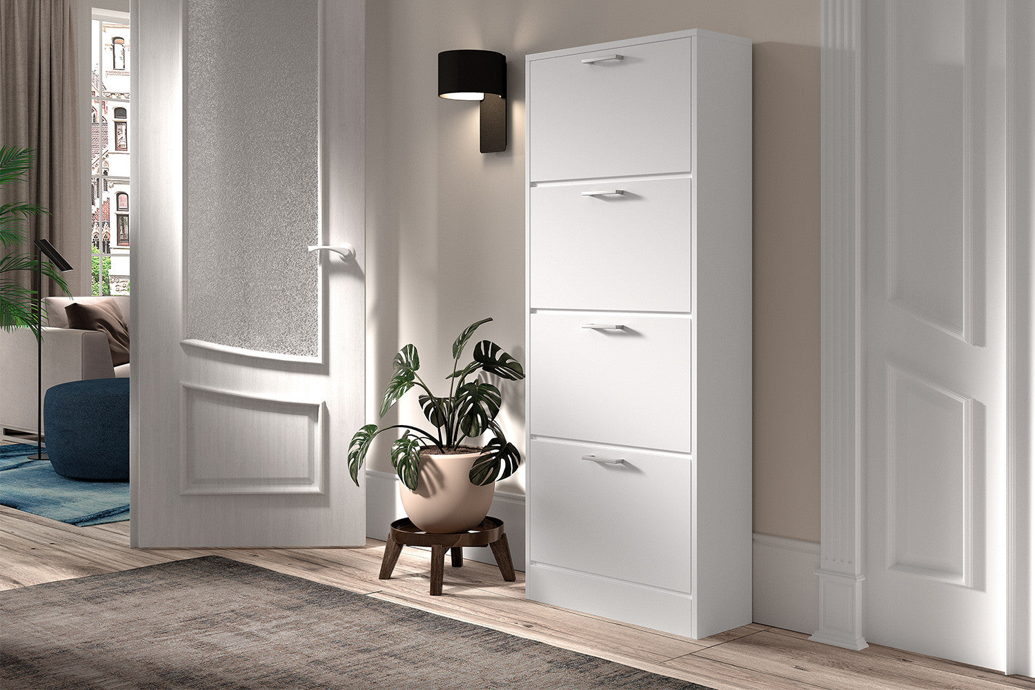 Schoenenkast 'Carini' 4 laden Wit