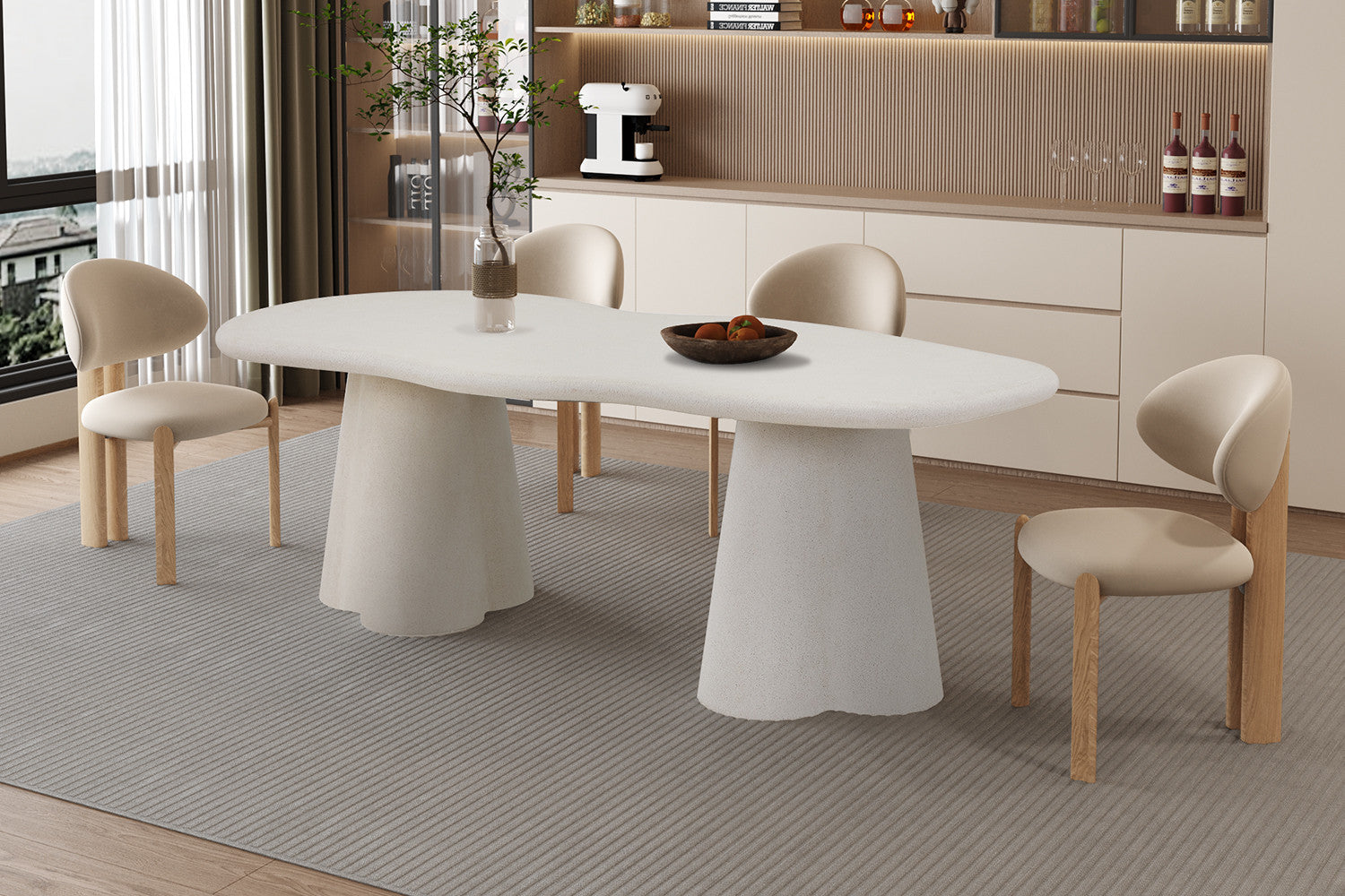 Tafel 'Faro' 220 cm Organisch Cement