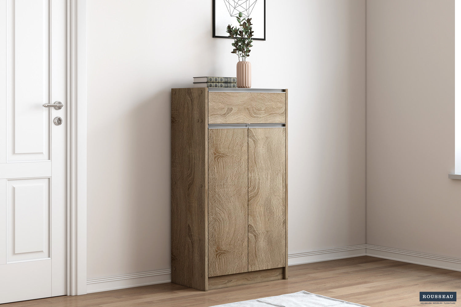 Schoenenkast 'Lilly' 2 deuren en 1 lade Sonoma